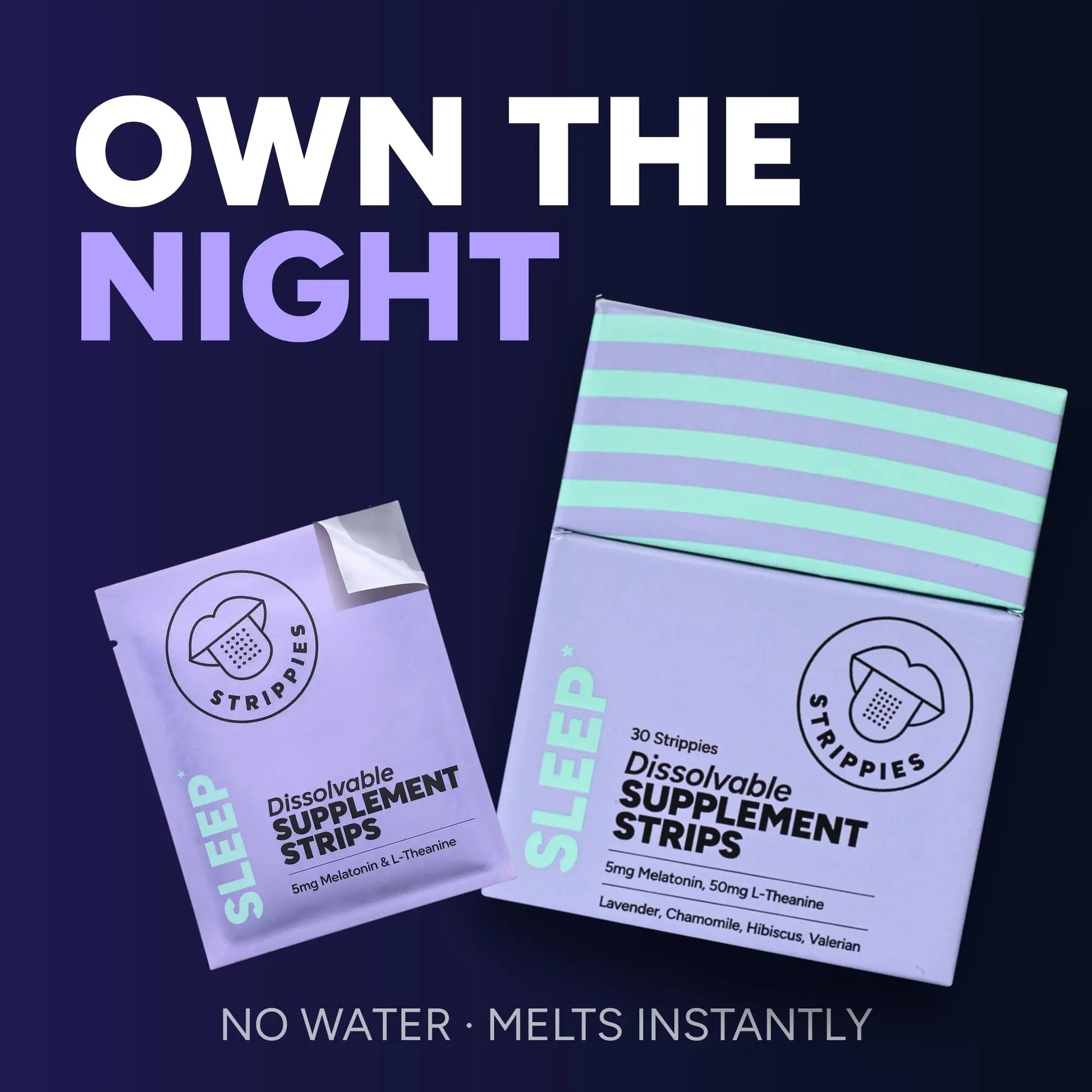 STRIPPIES Dissolvable Sleep Strips – Fast-Acting Melatonin 5mg with L-Theanine, Lavender, Chamomile, Hibiscus & Valerian – Natural Cranberry Flavor – 90 Strips STRIPPIESAu supplements