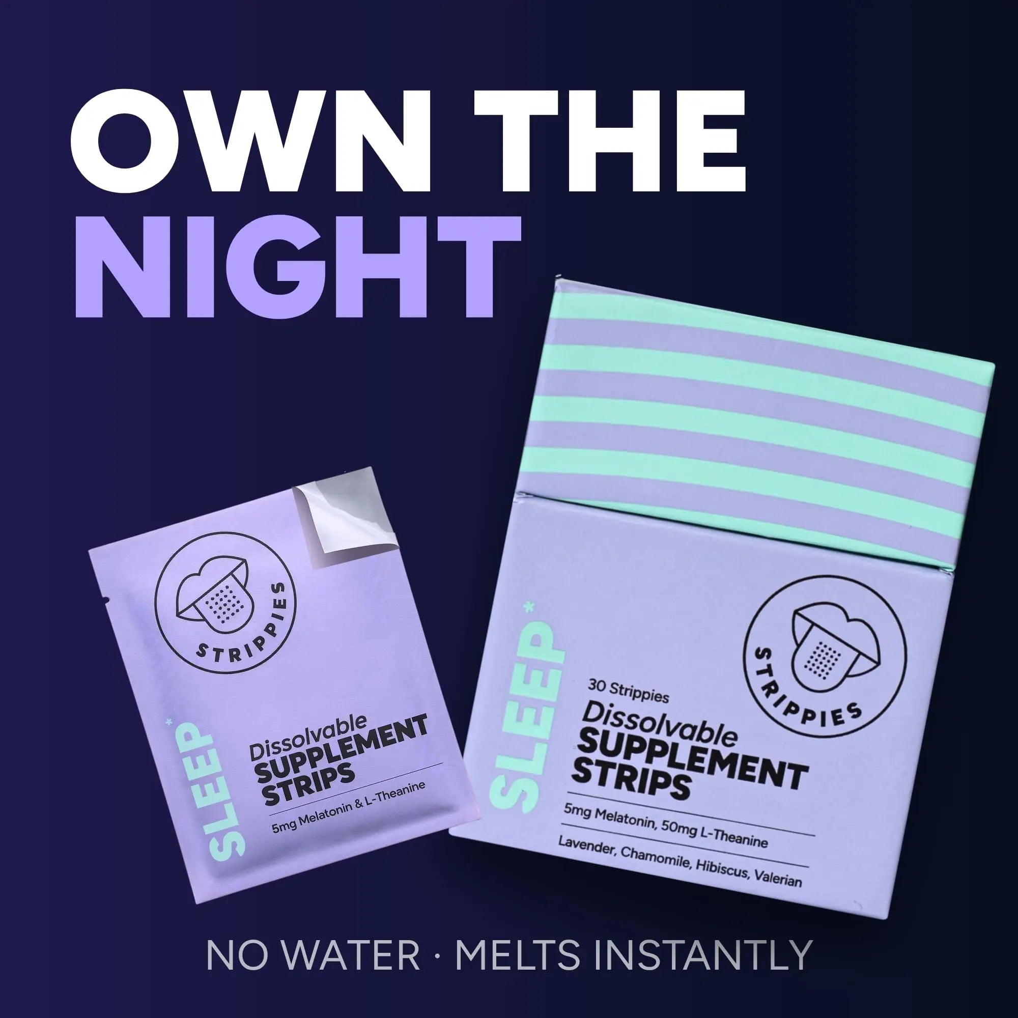 STRIPPIES Dissolvable Sleep Strips – Fast-Acting Melatonin 5mg with L-Theanine, Lavender, Chamomile, Hibiscus & Valerian – Natural Cranberry Flavor – 90 Strips STRIPPIESAu supplements