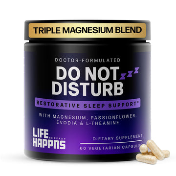 Doctor Formulated Triple Magnesium for Sleep, Calm & Relaxation with Chelated Magnesium Glycinate, L-Theanine, Passionflower & Evodia – Non-Habit, No Melatonin Magnesium Sleep Aid Support Supplement LIFE HAPPNS BE READYAu supplements