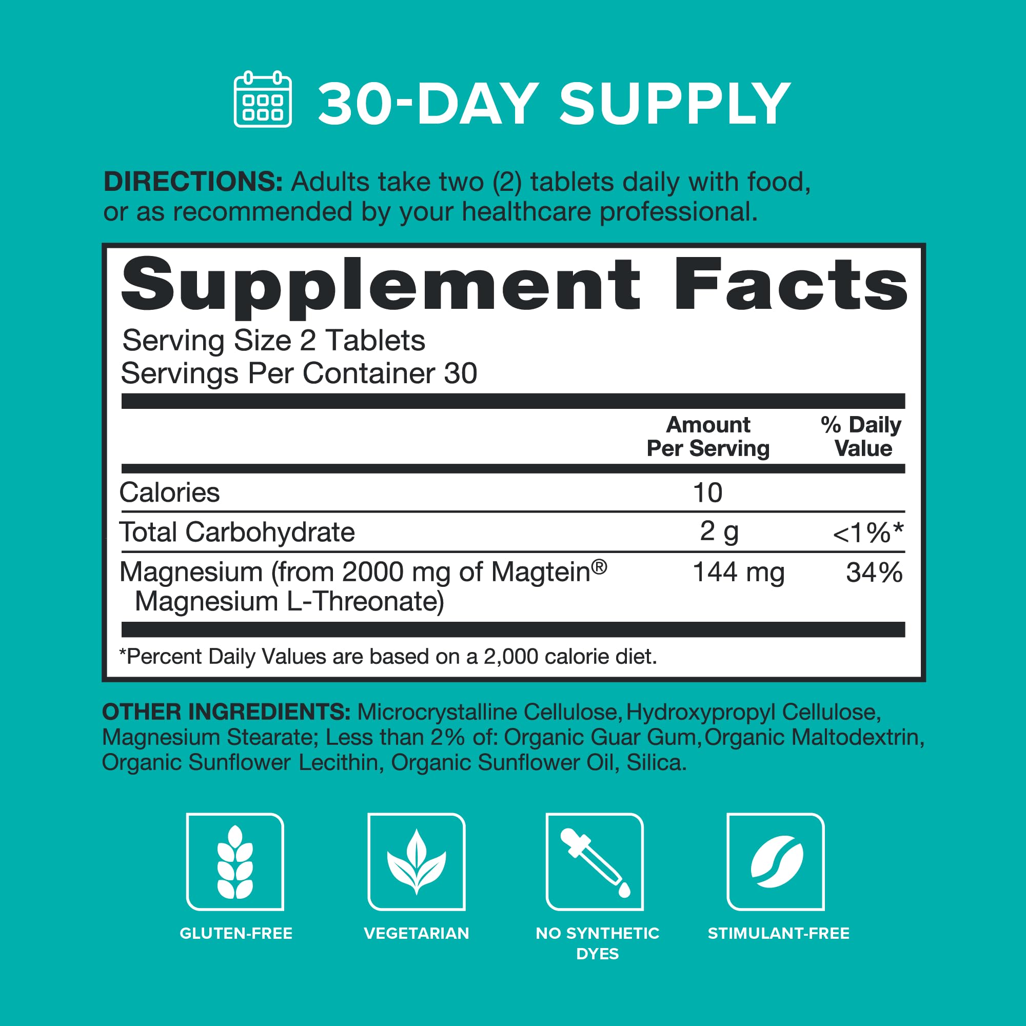 Qunol Q-Mag Magnesium L-Threonate Tablets, 2000mg of Magtein to Help Support Cognitive Performance, Improve Mental Alertness & Productivity, Supports Restful Sleep, High Absorption, 60 Count QunolAu supplements