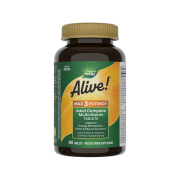 Nature's Way Alive! Max3 Potency Daily Multivitamin, Methylated B12 and Folate, Ultra Potency B-vitamins to Support Energy Metabolism*, 180 Tablets Nature's WayAu supplements