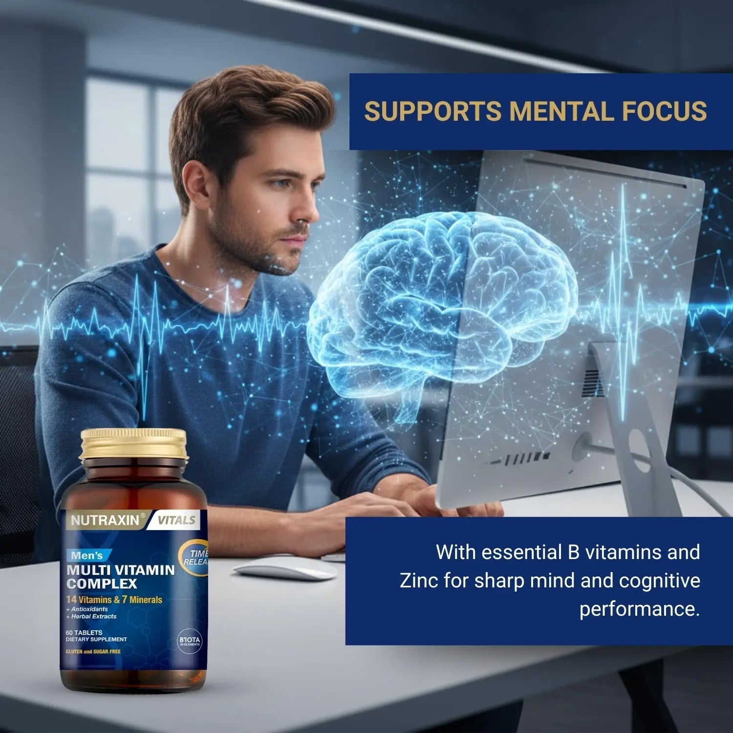 Nutraxin Men's Multivitamin & Mineral Complex, 60 Tablets NutraxinAu supplements