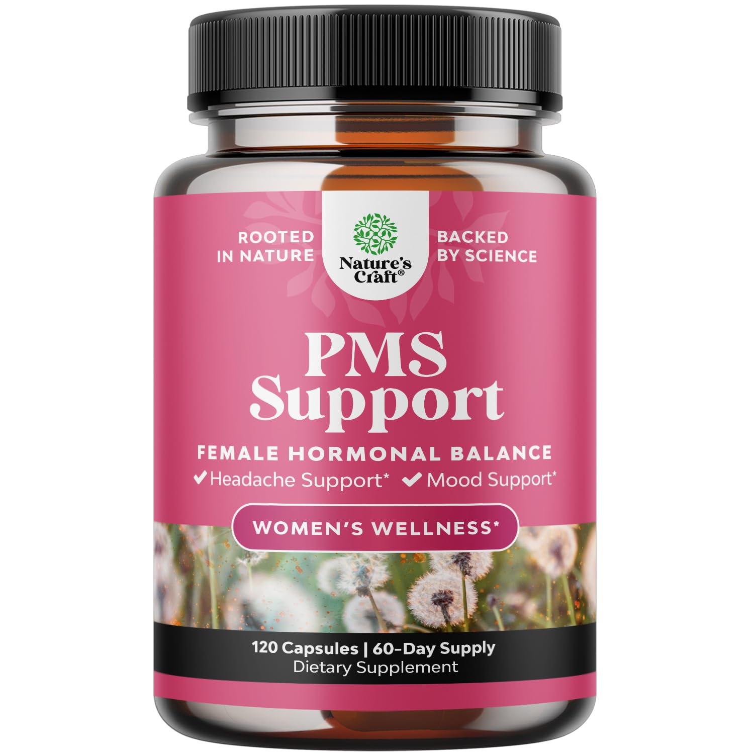 PMS Support Supplement for Women – Hormone Balance for Women & Menstrual Discomfort with DIM, Chasteberry, Black Cohosh & Ashwagandha - for Period Cramps Ease, Menopause Bloating, Mood Swing – 120 Ct Natures CraftAu supplements