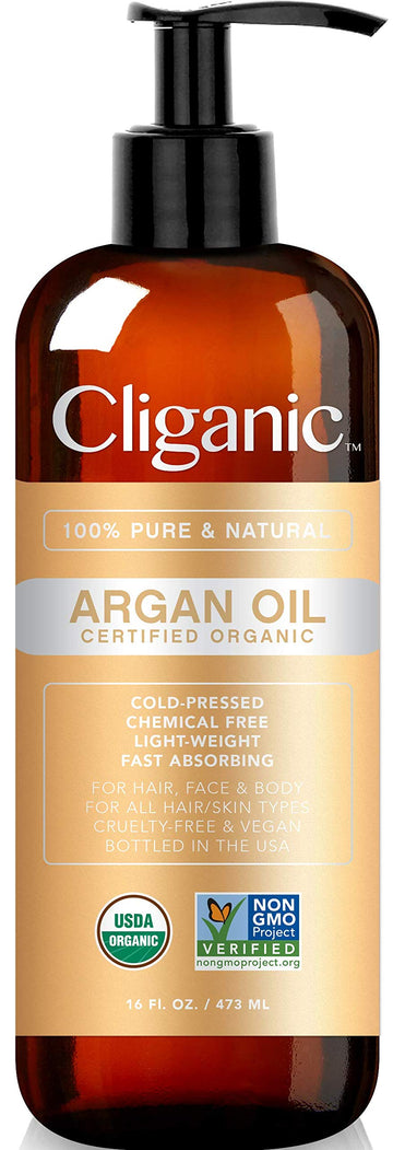 Cliganic Organic Argan Oil 16oz with Pump, 100% Pure | Bulk for Hair, Face & Skin CliganicAu supplements