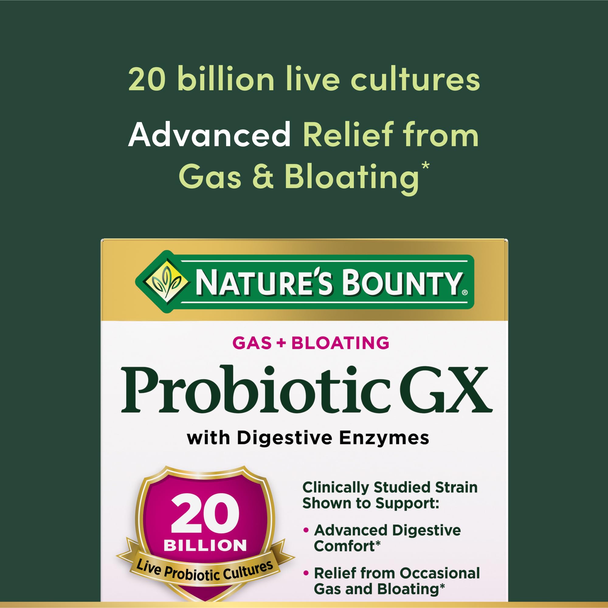Nature's Bounty Probiotic GX, Helps with Occasional Gas and Bloating, Dietary Supplement, Digestive Health, 25 Capsules Nature's BountyAu supplements