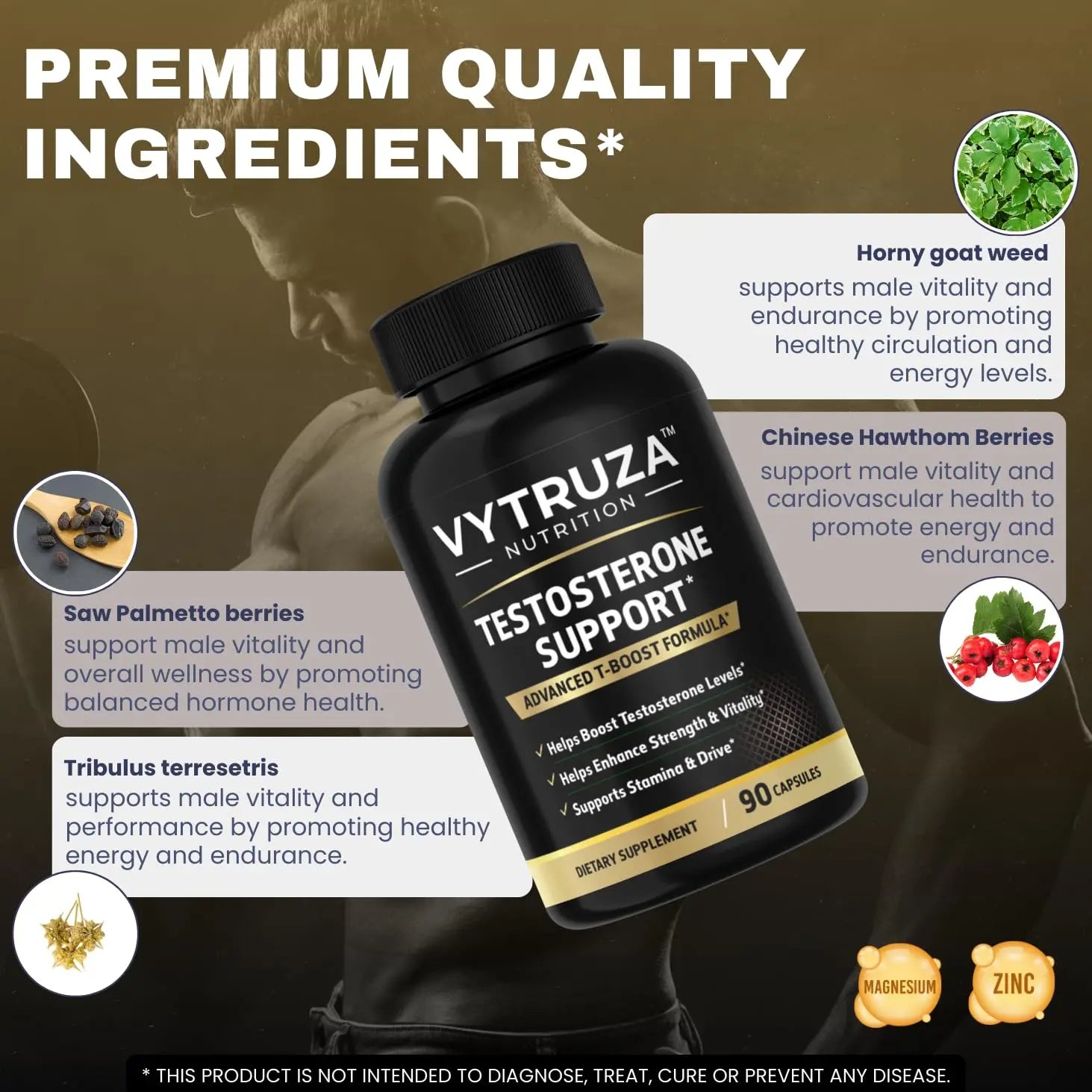 VYTRUZA Nutrition Advanced T-Boost Formula Test Support Capsules, Premium Ingredients, Energy, Strength Support Supplement for Men, 90 Capsules VYTRUZAAu supplements