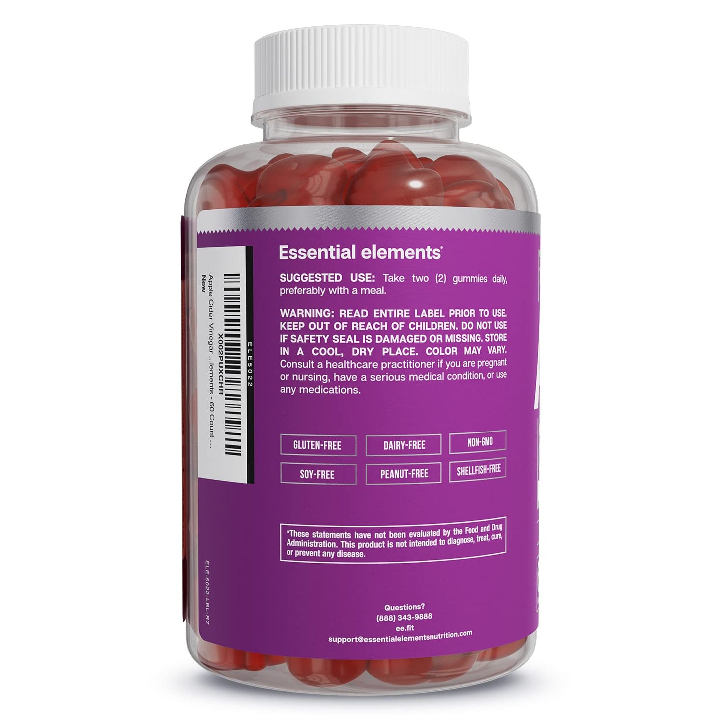 Essential Elements Apple Cider Vinegar Gummies from The Mother - Naturally-Sourced Essential ElementsUS supplements