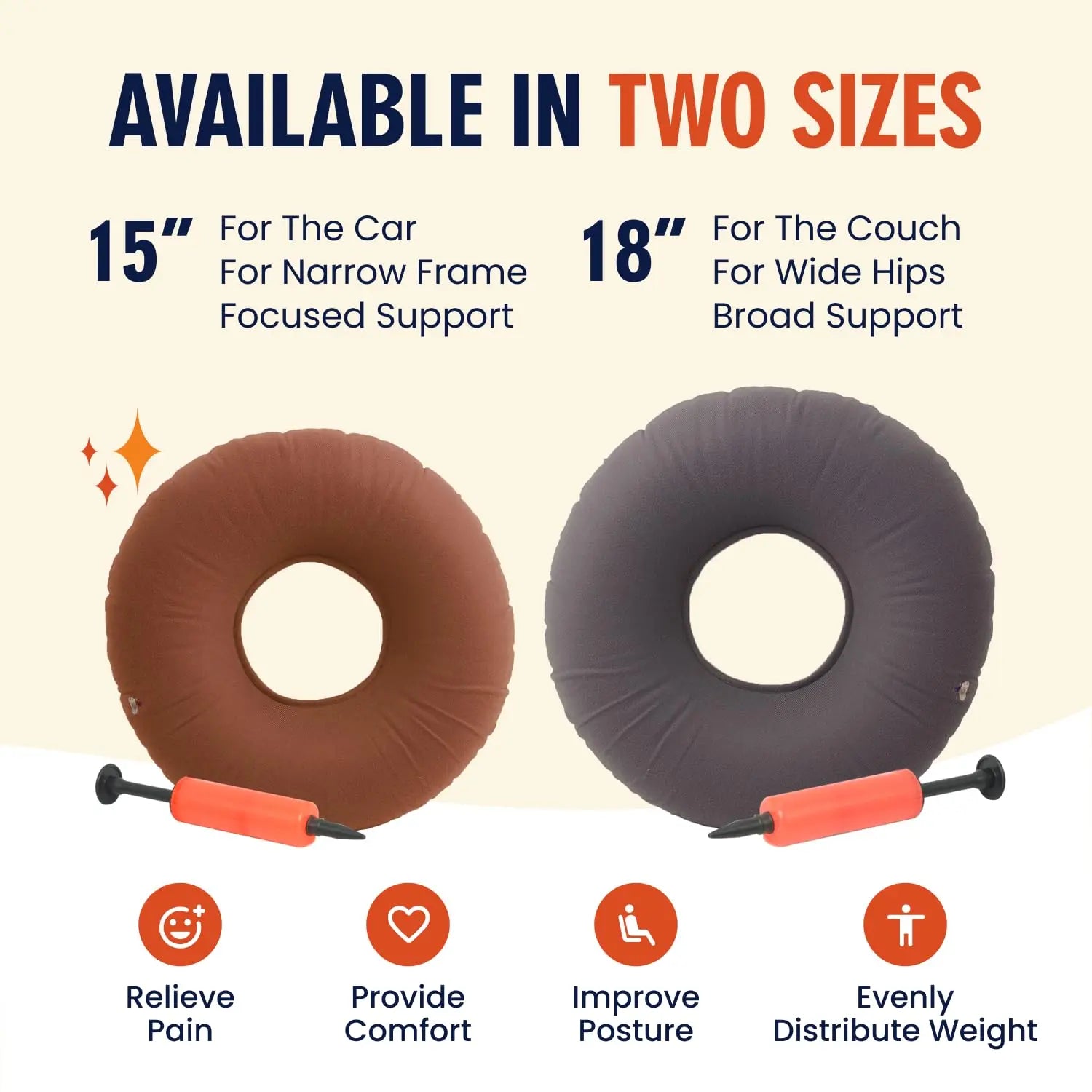 Dr. Frederick’s Original Inflatable Donut Pillow - 18" Seat Cushion for Tailbone Pain, Hemorrhoids & Bed Sores – Doctor-Developed for Postpartum, Prostatitis & Travel - Odor-Free, Durable Vinyl - Gray Dr. Frederick's OriginalAu supplements
