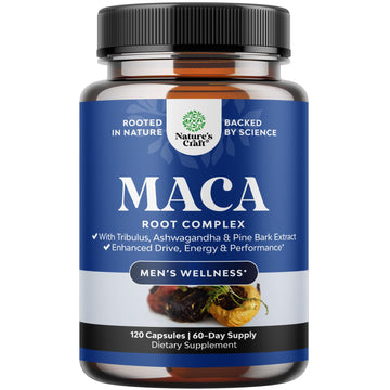 Potent Black Maca Root Capsules for Men - Herbal Wellness Supplement with Siberian Ginseng Ashwagandha and Black Maca Root - Men’s Wellness Supplement to Support General Health - 120 Count Natures CraftAu supplements
