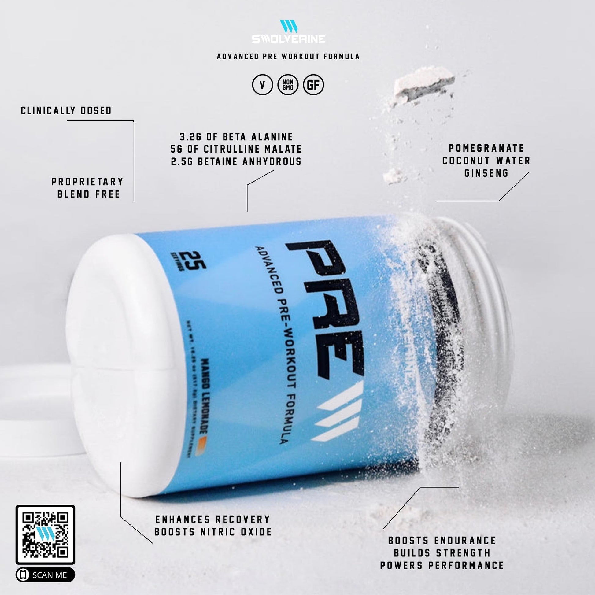 Swolverine PRE-Workout | Citrulline Malate, Carnosyn Beta Alanine, Carnitine, Ginseng SwolverineAu supplements