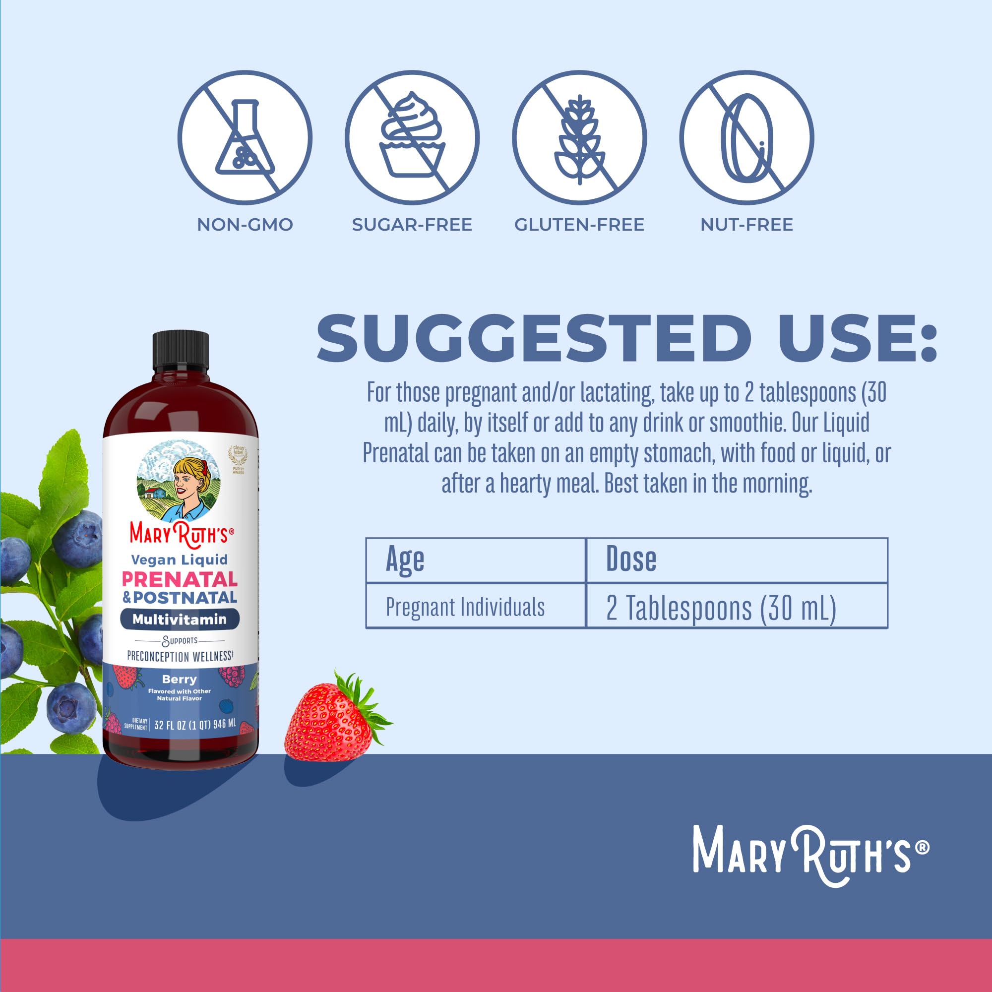 MARYRUTH'S Postnatal & Prenatal Vitamins for Women | Sugar Free | Selenium | Folate | Vegan | Non-GMO | Gluten Free | 32oz MARYRUTH'SUS supplements