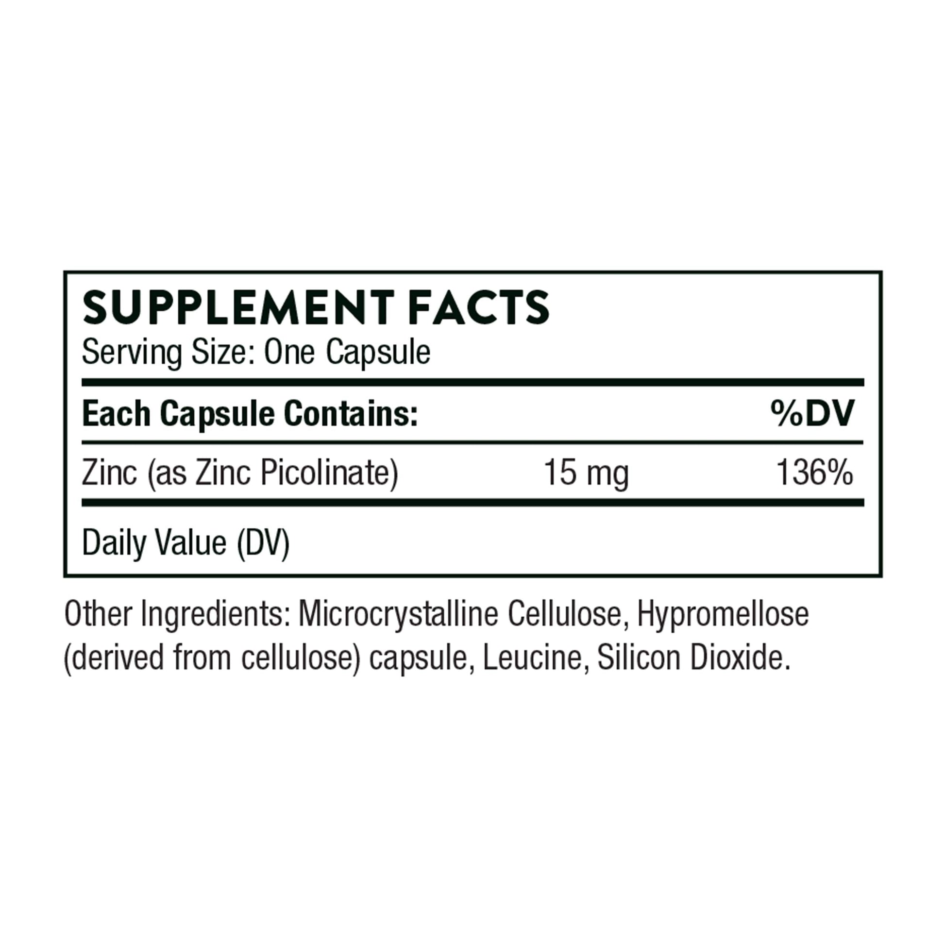 Thorne Zinc Picolinate 15mg - Highly Absorbable Zinc Supplement - Supports Wellness THORNEUS supplements