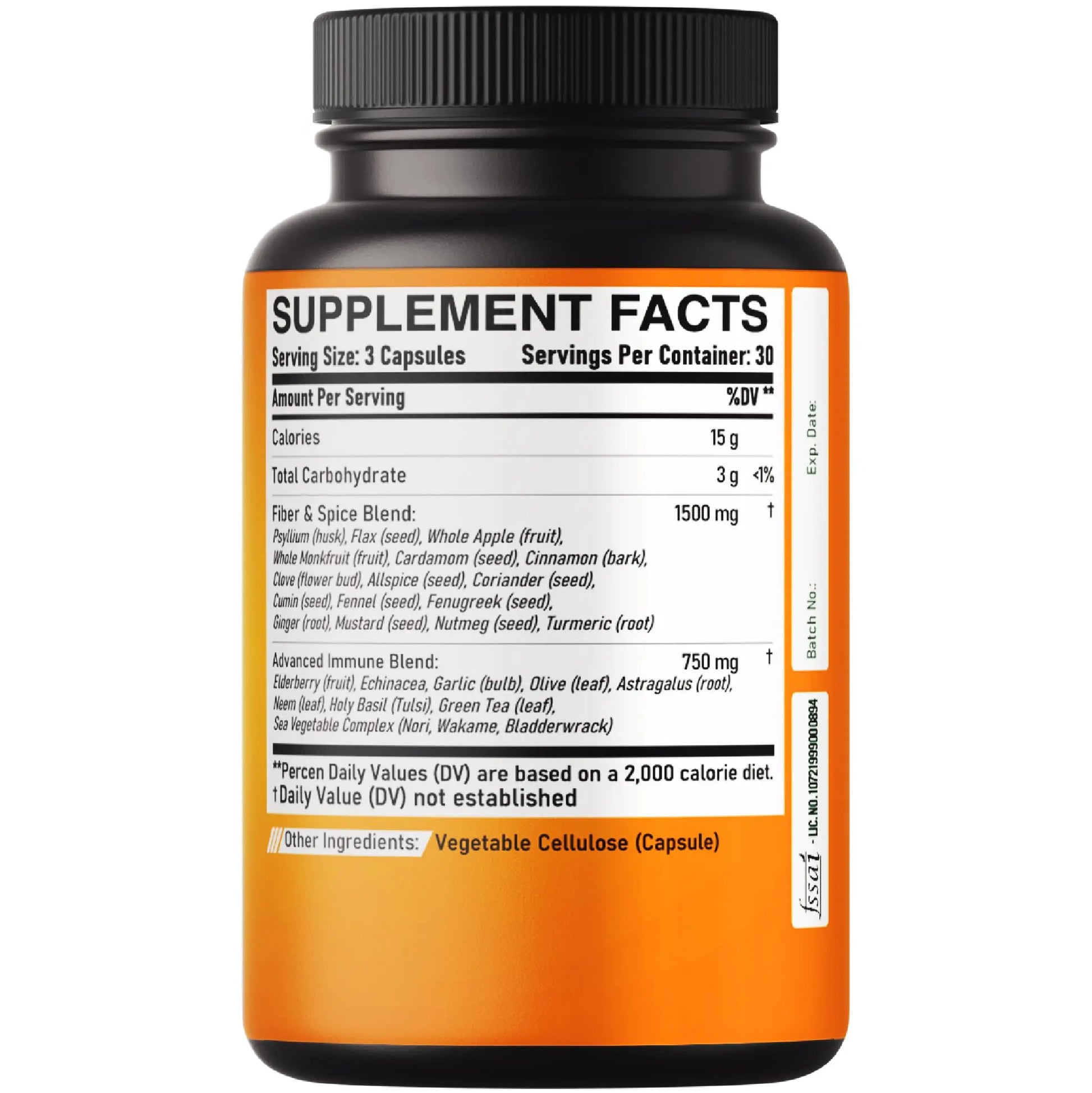 DEDICAD 27in1 Fiber and Spice Supplement - Combined with Organic Psyllium, Whole Apple, Elderberry & More - Support Mood, Body & Immunity - 90 Capsules for 1 Month DEDICADnz supplements