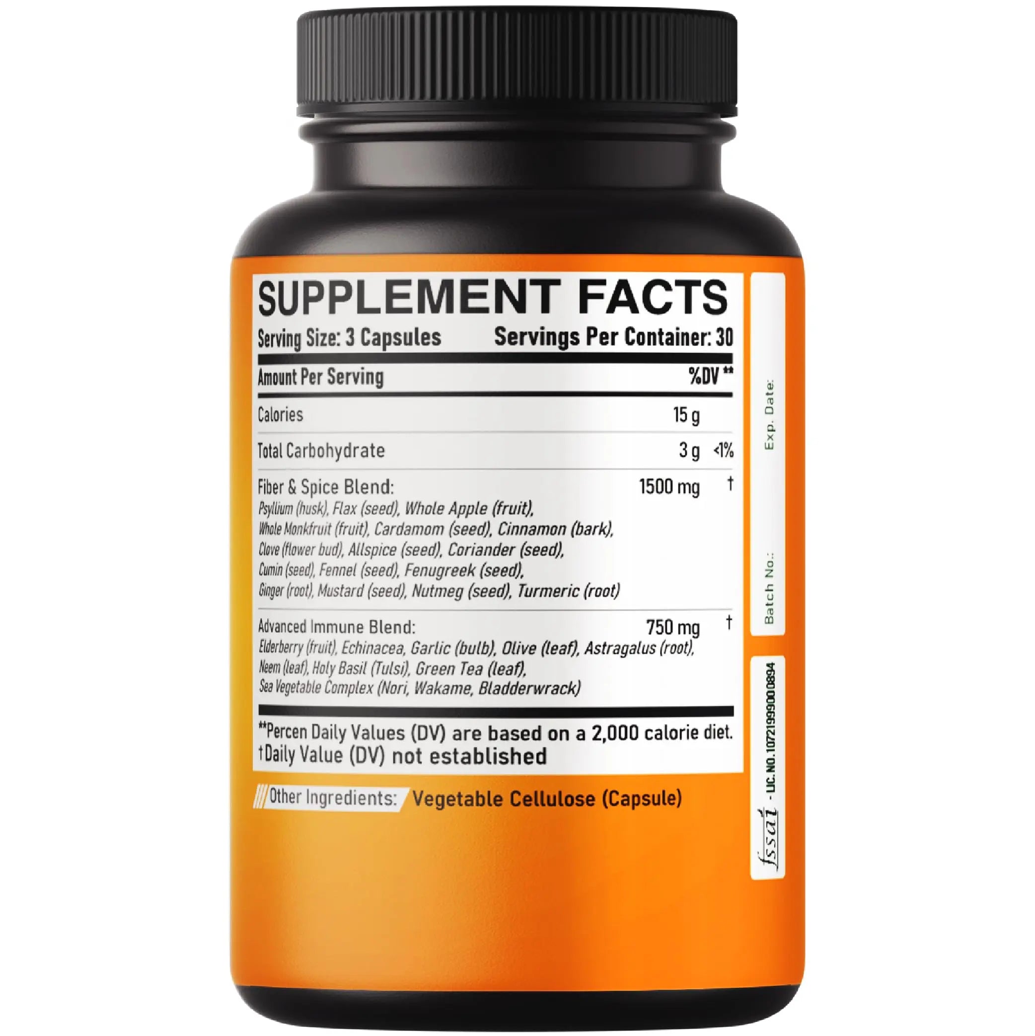 DEDICAD 27in1 Fiber and Spice Supplement - Combined with Organic Psyllium, Whole Apple, Elderberry & More - Support Mood, Body & Immunity - 90 Capsules for 1 Month DEDICADnz supplements