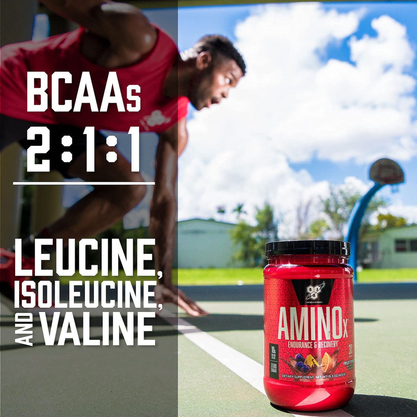 BSN Amino X Muscle Recovery & Endurance Powder with BCAAs, Intra Workout Support, 10 Grams of Amino Acids, Keto Friendly, Caffeine Free, Flavor: Fruit Punch, 30 servings (Packaging May Vary) BSNUS supplements
