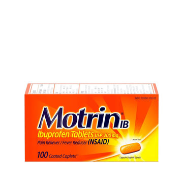 Motrin IB, Ibuprofen 200mg Tablets, Pain Reliever & Fever Reducer for Muscular Aches, Headache, Backache, Menstrual Cramps & Minor Arthritis Pain, NSAID, 100 Ct MotrinAu supplements