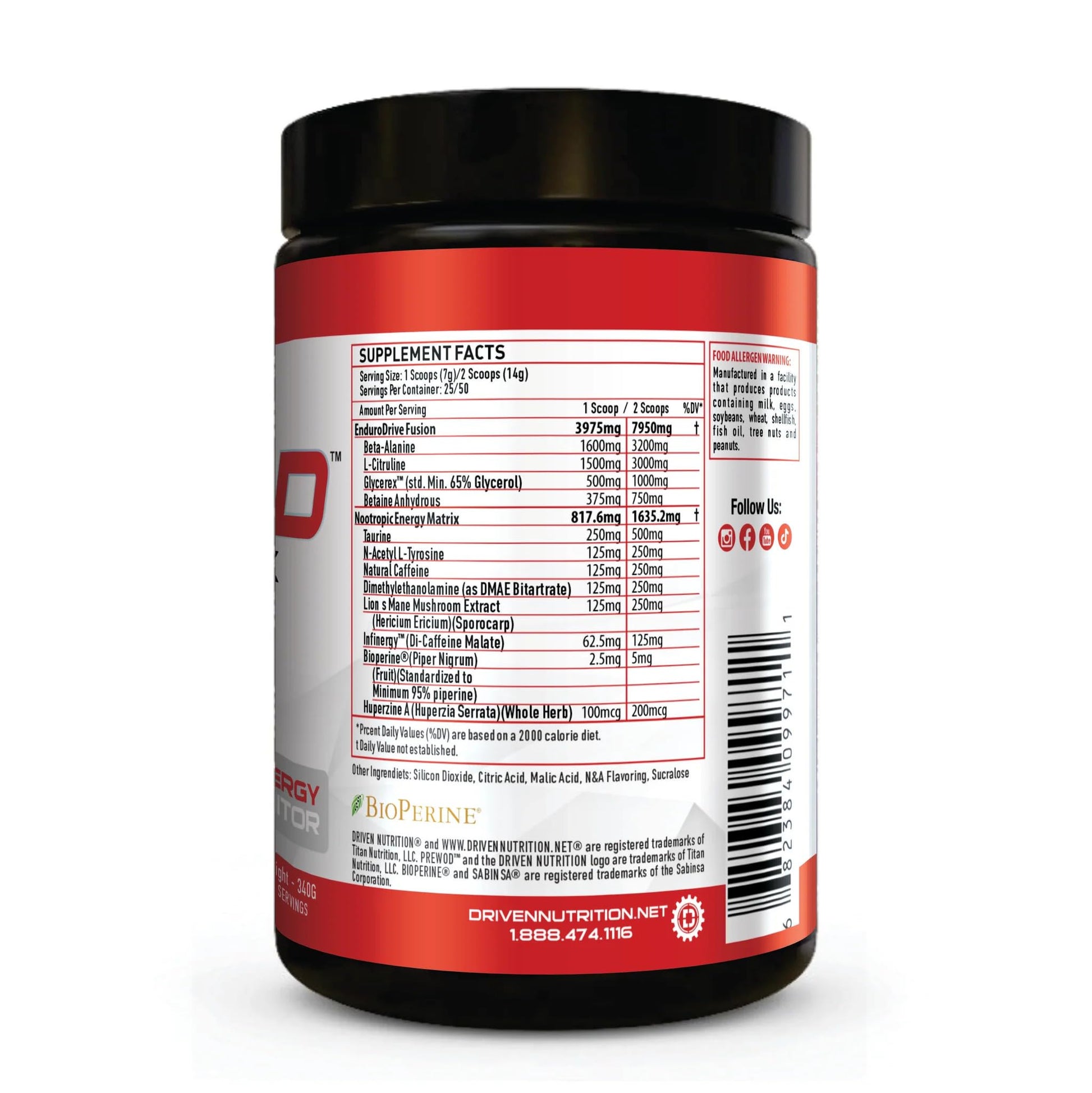 Driven PREWOD Energy Matrix, 50 Servings - Pre-Workout Supplement with Caffeine Driven NutritionAu supplements