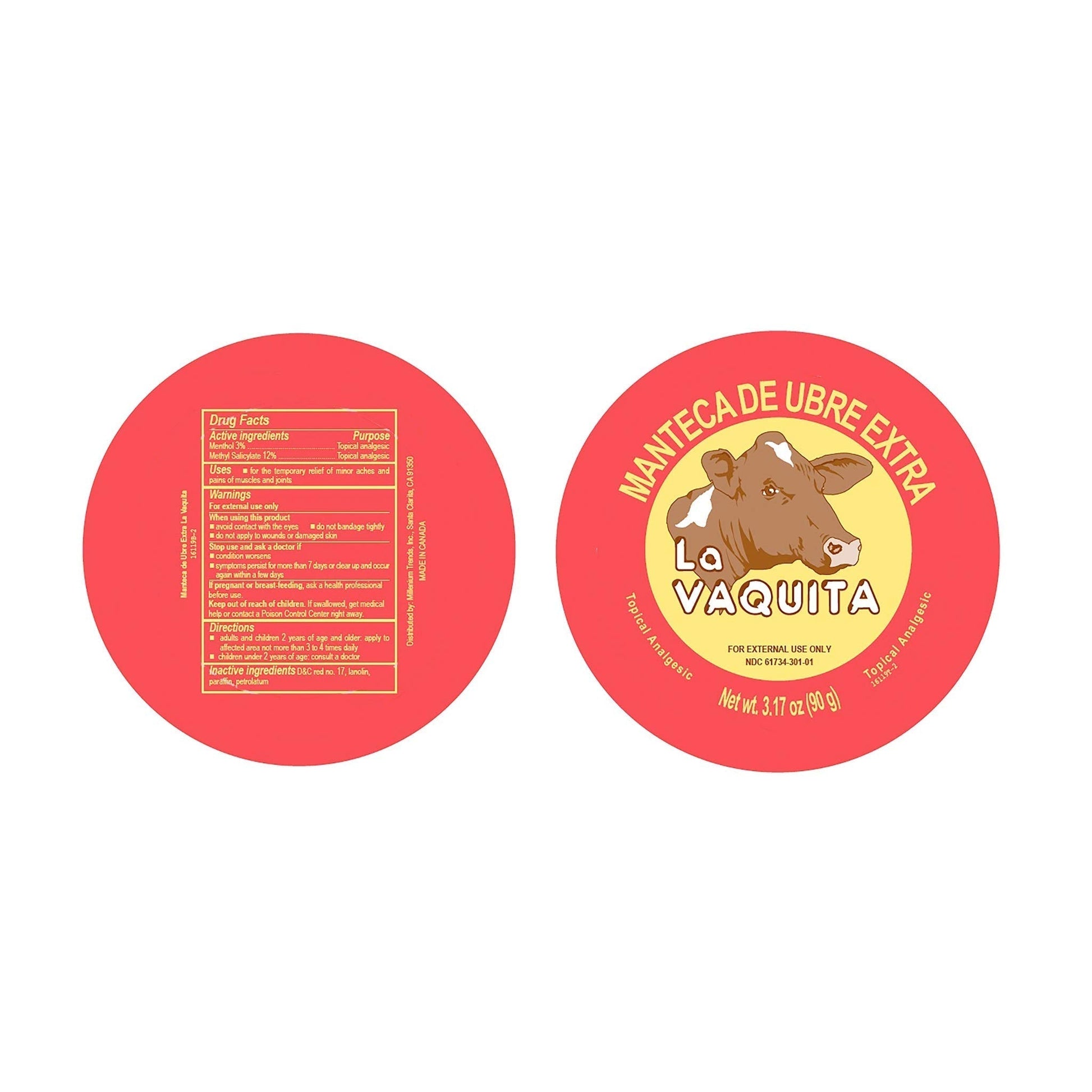 BILITOK 2 Pack La Vaquita Extra Strength Udder Balm Manteca Ubre De Vaca Pain Relief 3.17 Oz. Topical Analgesic La Vaquita ErectogenAu supplements