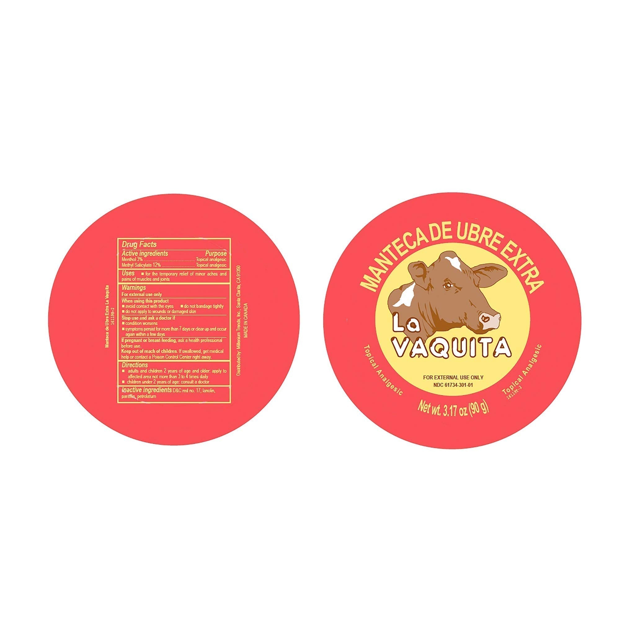 BILITOK 2 Pack La Vaquita Extra Strength Udder Balm Manteca Ubre De Vaca Pain Relief 3.17 Oz. Topical Analgesic La Vaquita ErectogenAu supplements