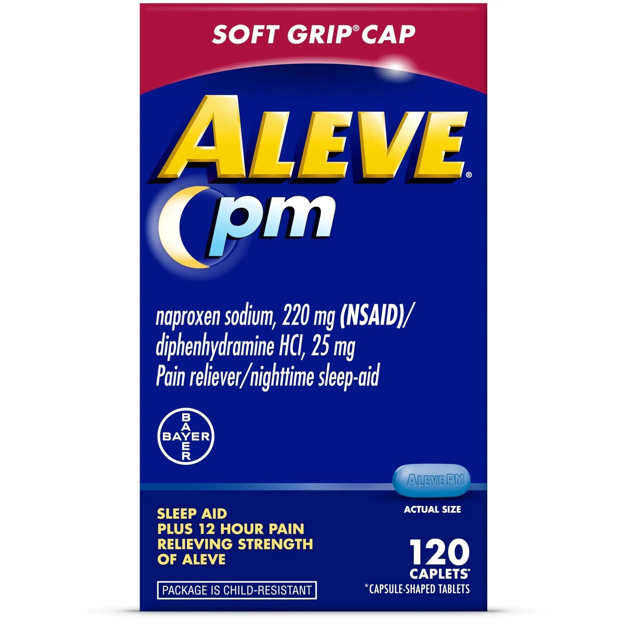 Aleve PM Sleep Aid Plus Pain Reliever Caplets, Naproxen Sodium & Diphenhydramine HCl, Nighttime, 120 Count AleveAu supplements
