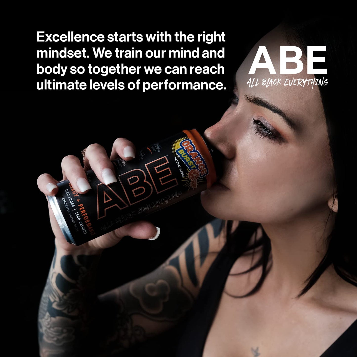 ABE Energy + Performance Sugar Free Energy Drink - All Black Everything Drink With Caffeine ABE all black everythingUS supplements