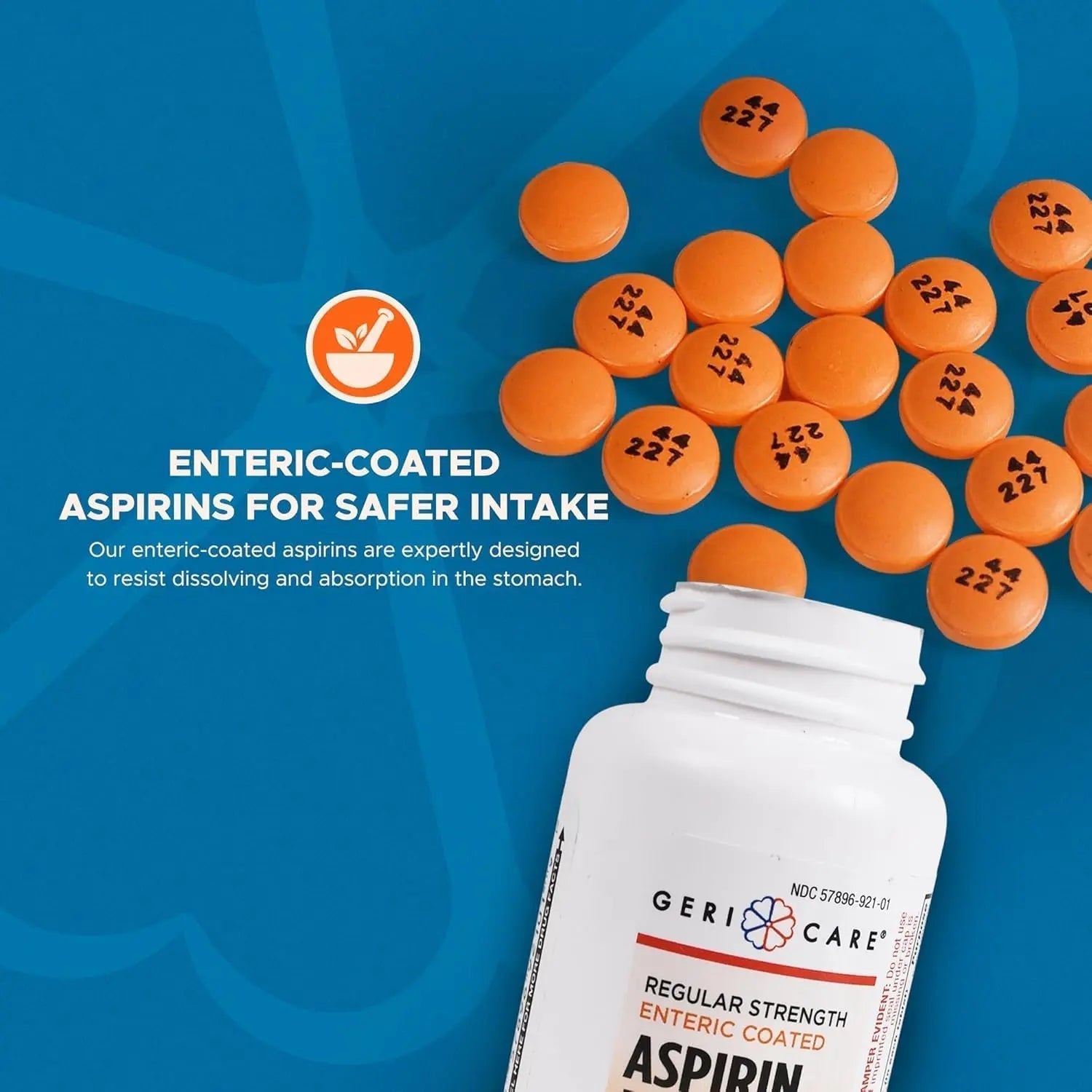 Enteric Coated Aspirin Tablets 325mg (100 Count) by GeriCare- NSAID Pain Reliever & Fever Reducer Coated Aspirin for Adults- Regular Strength Aspirin for Headache Arthritis Menstrual & Muscle Pain GeriCareAu supplements