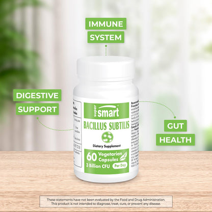 Supersmart - Bacillus Subtilis 3 Billion CFU per Day (High Potency) - Spore Probiotic SupersmartUS supplements