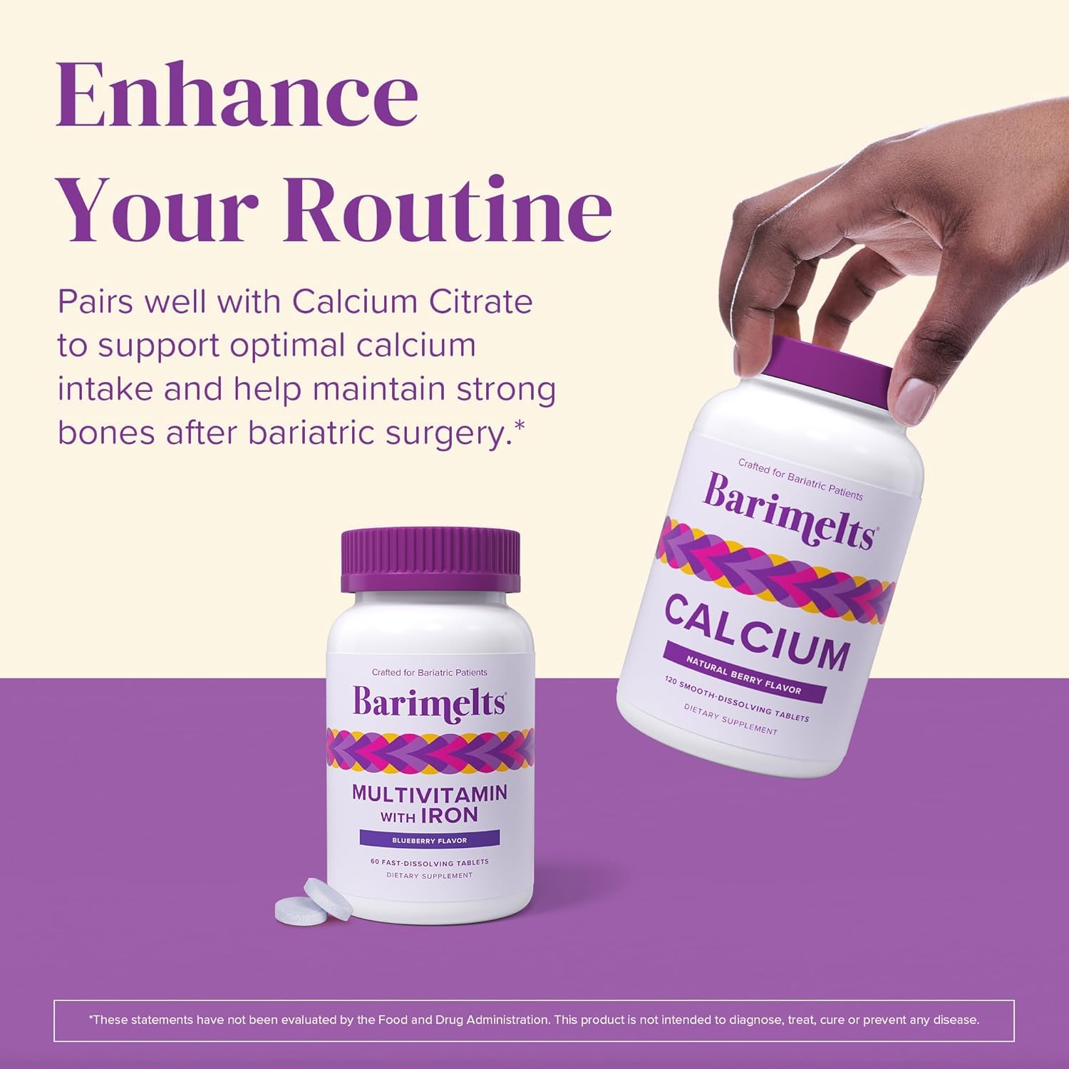 BariMelts Bariatric Multivitamin with Iron - 1 Month Supply (60 Fast-Dissolving Tablets) - Sugar-Free - Post-Op Bariatric Vitamins BariMeltsAu supplements