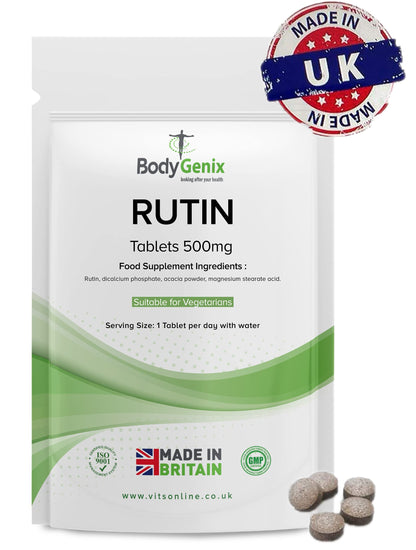 Bodygenix Rutin 500mg Tablets CAPILLARIES, VARICOSE Veins, Hemorrhoids Veg Friendly BodygenixUS supplements