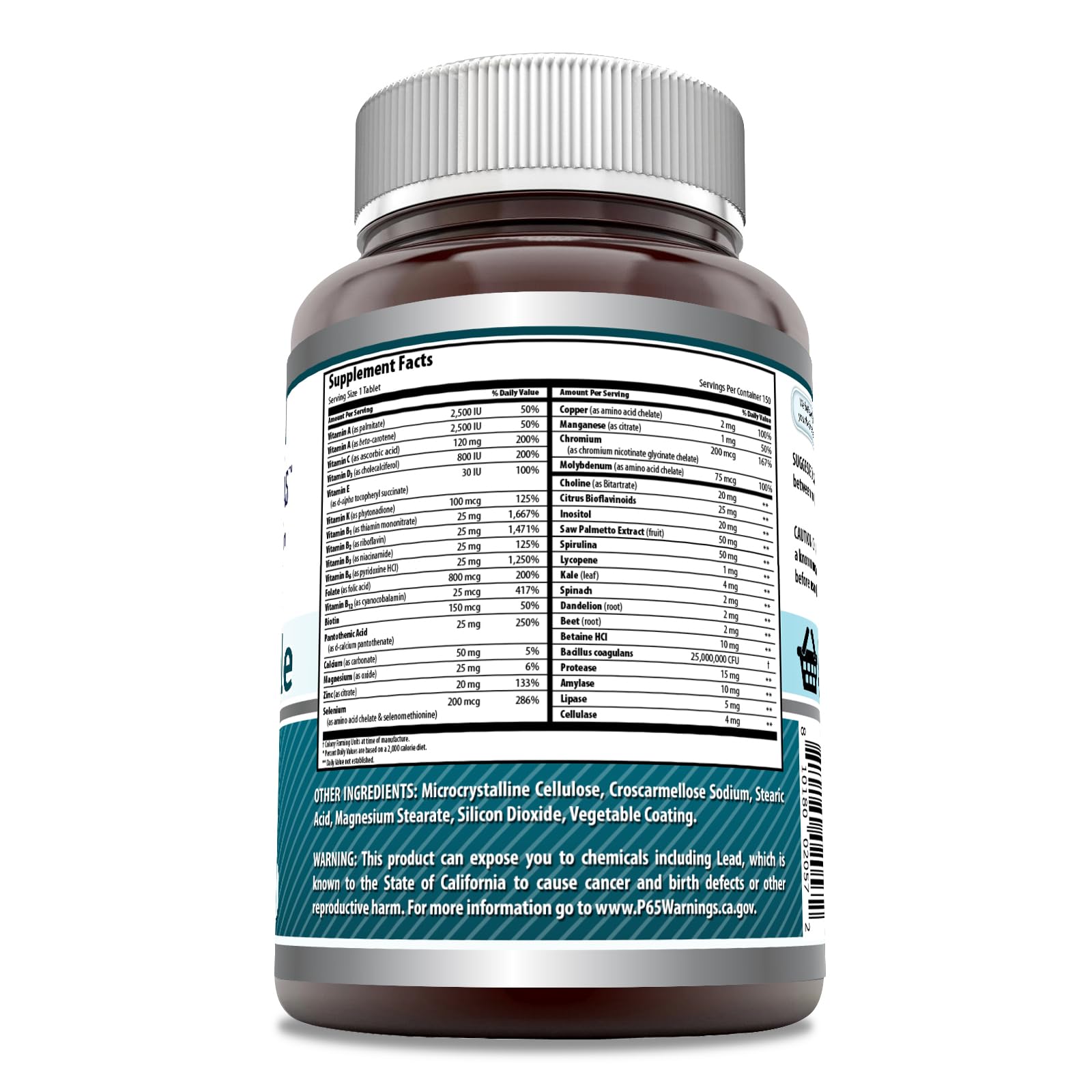 Amazing Formulas Men's One Multivitamin Supplement | Food Based | 150 Tablets | Perfect Blend of Vitamins, Minerals & Probiotics | Non-GMO | Gluten-Free | Made in USA Amazing NutritionAu supplements