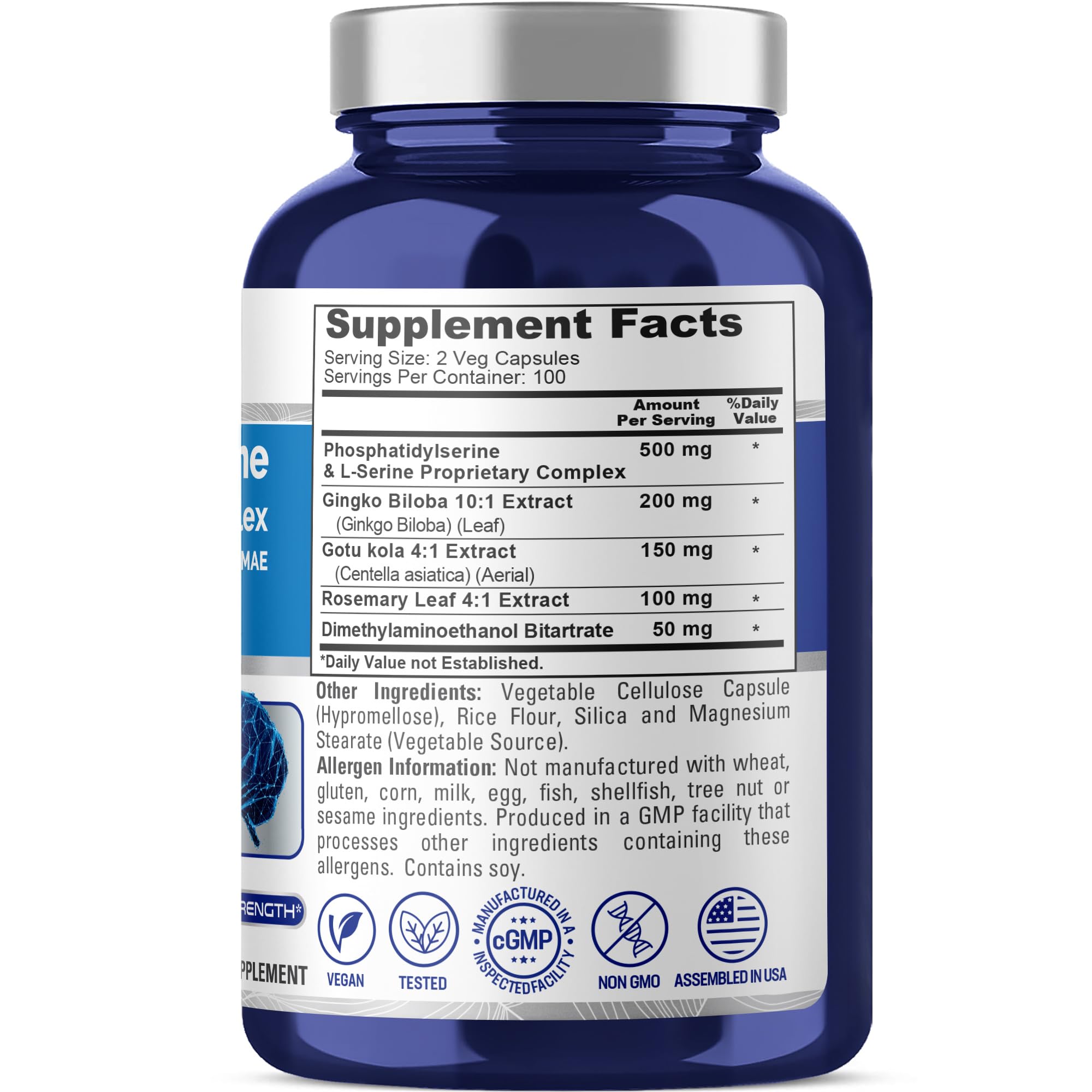NusaPure Phosphatidylserine Memory Ultimate Complex 1000mg 200 Vegetarian Caps (Vegan, Non-GMO) NusaPureAu supplements