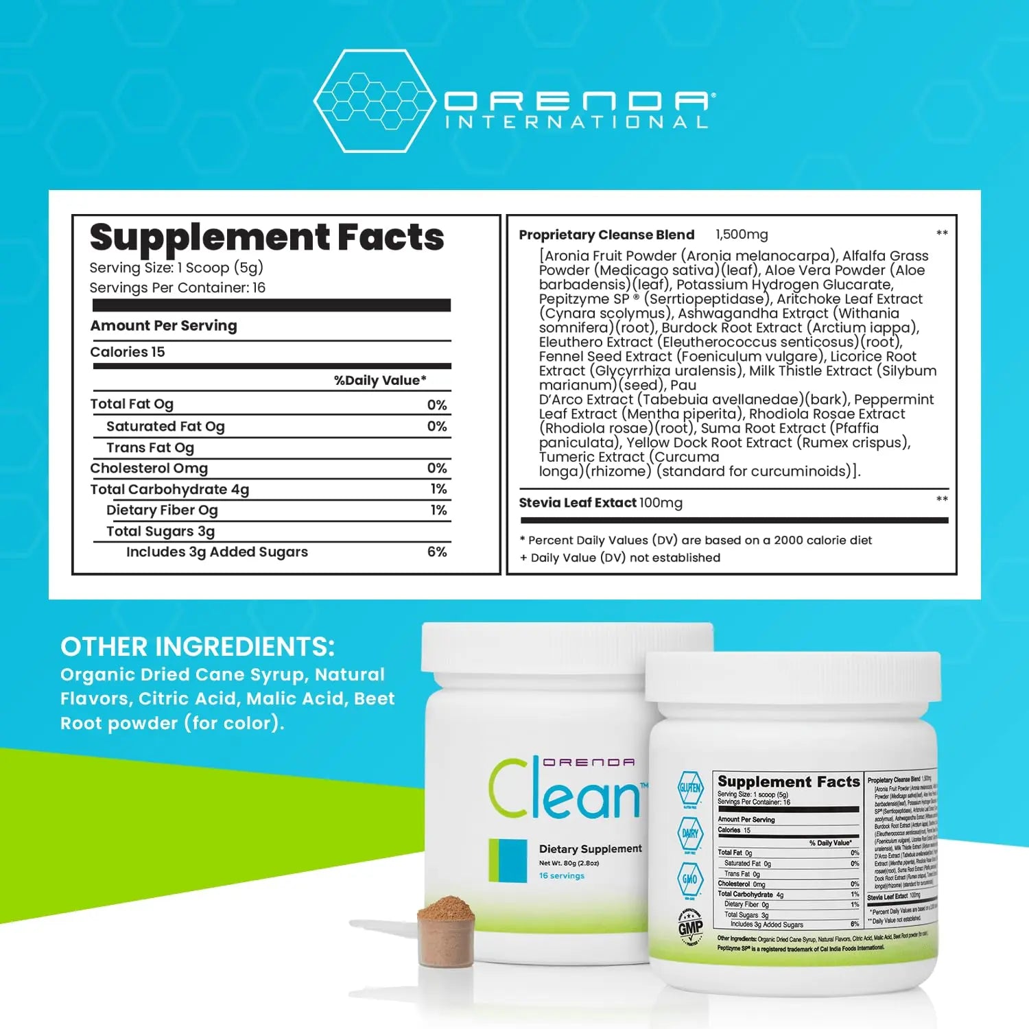 Orenda Clean - Peptizyme-SP EN, Aronia Berry, Aloe Vera and More for Digestive Support - Nutrient-Rich Supplement for Wellness - 80g, 16 Servings Orenda InternationalAu supplements