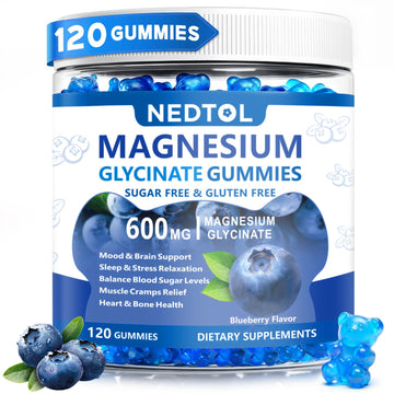 Nedtol Magnesium Glycinate Gummies 600mg, Sugar Free Magnesium Potassium Supplement for Adults with Magnesium L-Threonate, Vitamin D, B6,and CoQ10 for Sleep, Body Support and Relaxation,120 Count NedtolAu supplements