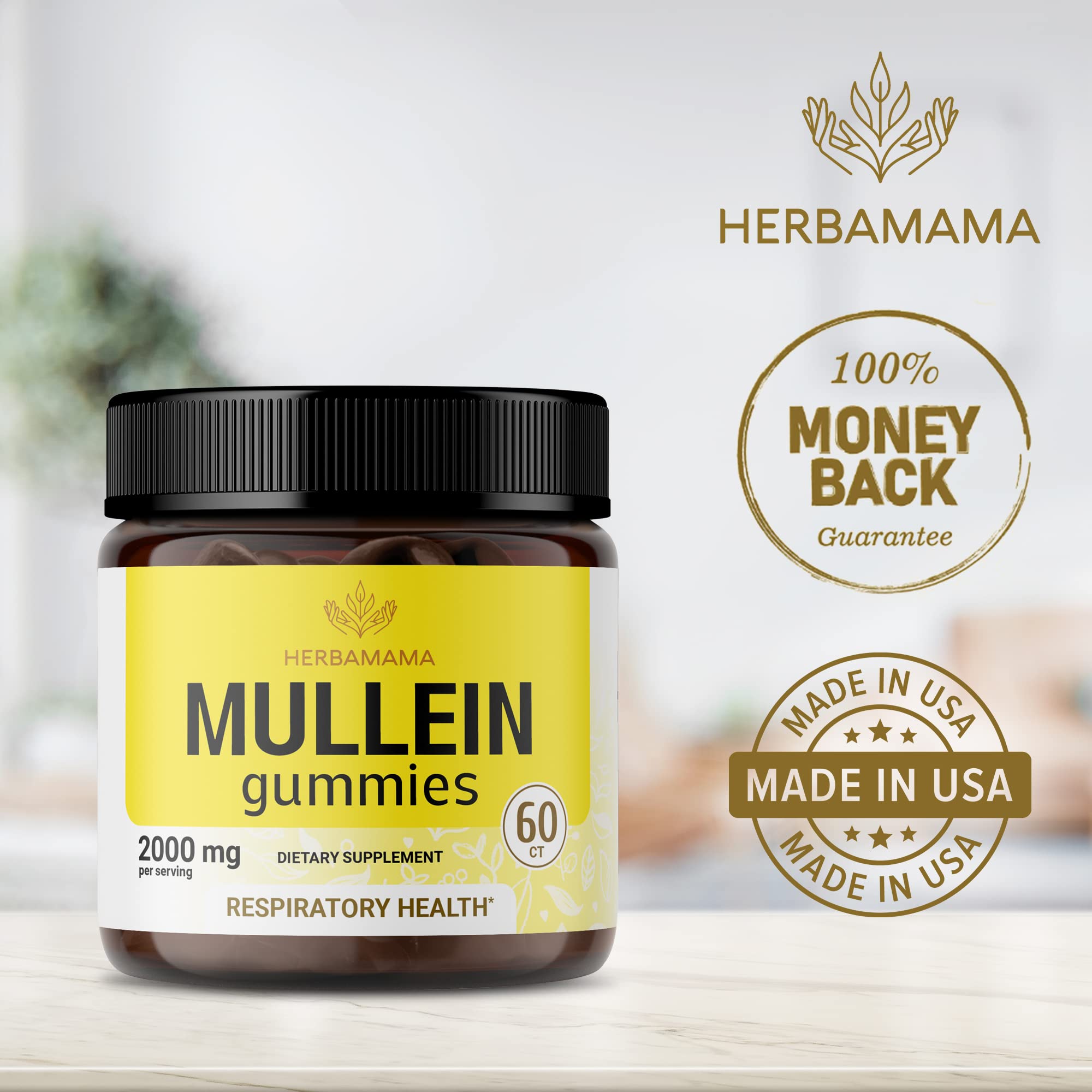 HERBAMAMA Mullein Gummies - Mullein Leaf Dietary Supplement for Respiratory HERBAMAMAAu supplements