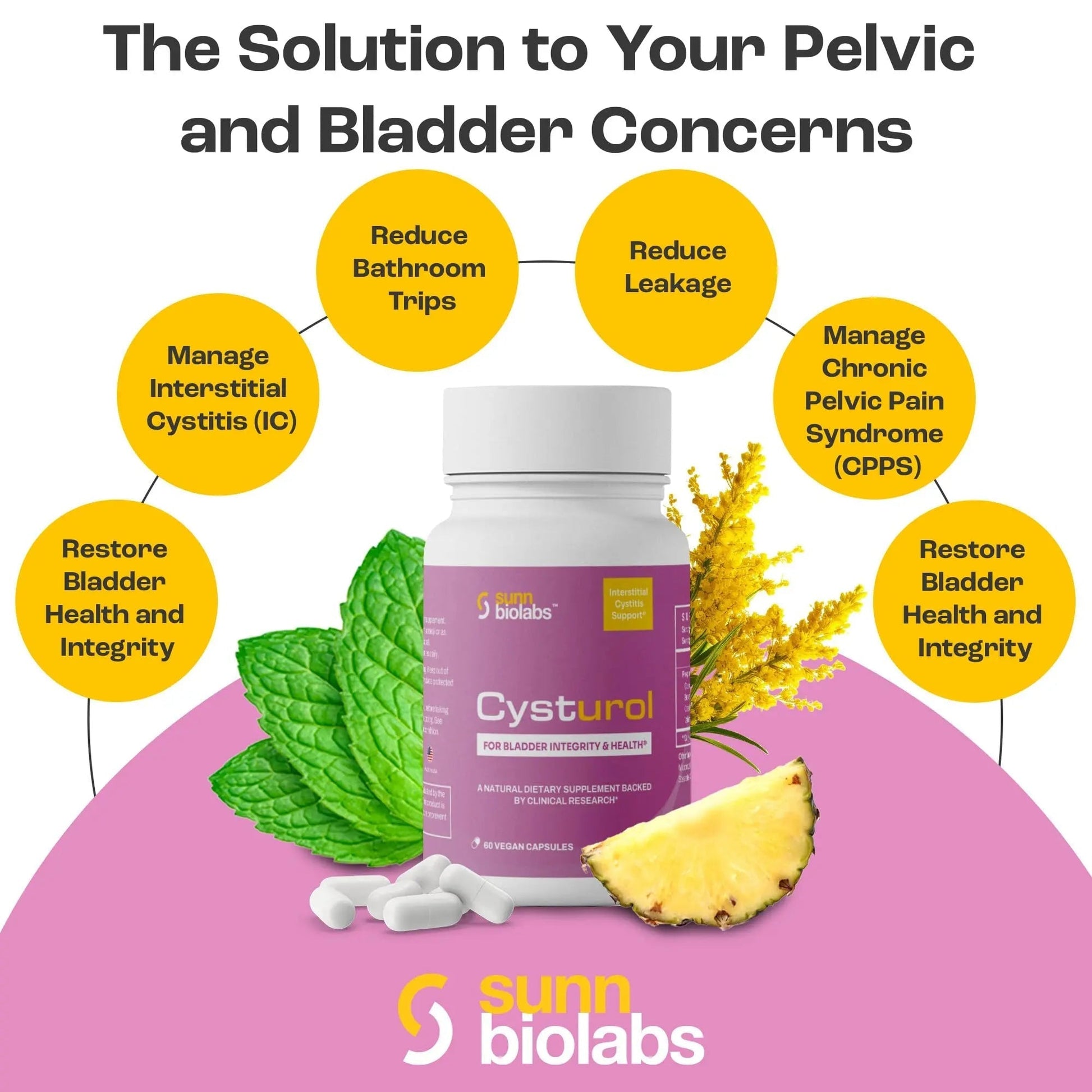CYSTUROL® Bladder Support Supplement | Interstitial Cystitis (IC) | Bladder Pain | Urinary Tract Health | Clinically Studied Formula for Bladder Inflammation, UTI, Mast Cell Support & Urinary Urgency SUNN BIOLABSAu supplements