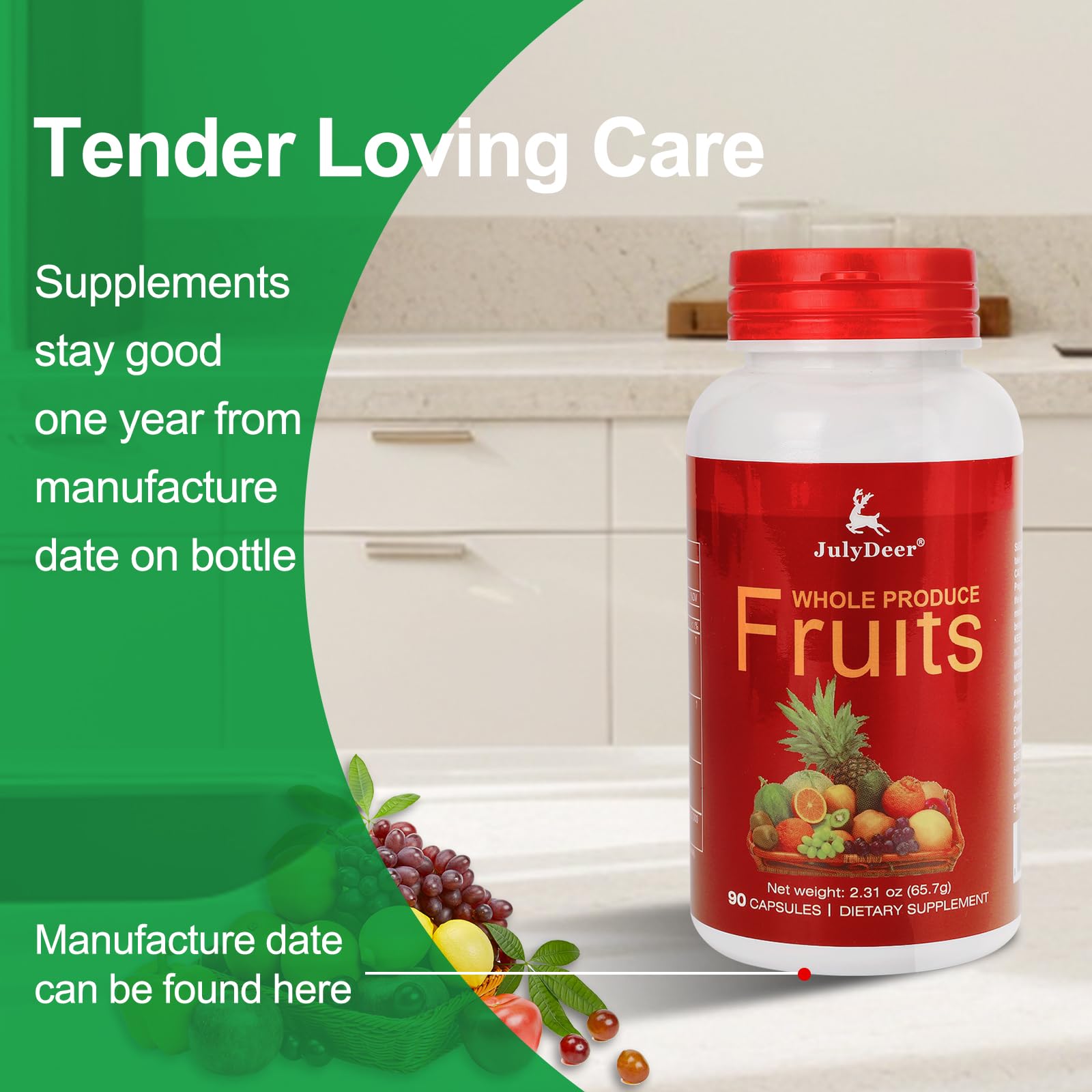Fruit and Veggies Supplement Ingredients Natural – 4 Bottles 360 Total Vegetarian Capsules | Balance of Natural 16+18 Whole Fruits & Veggies Blend | Fresh Superfood Formula with Vitamins and Minerals JulyDeerAu supplements