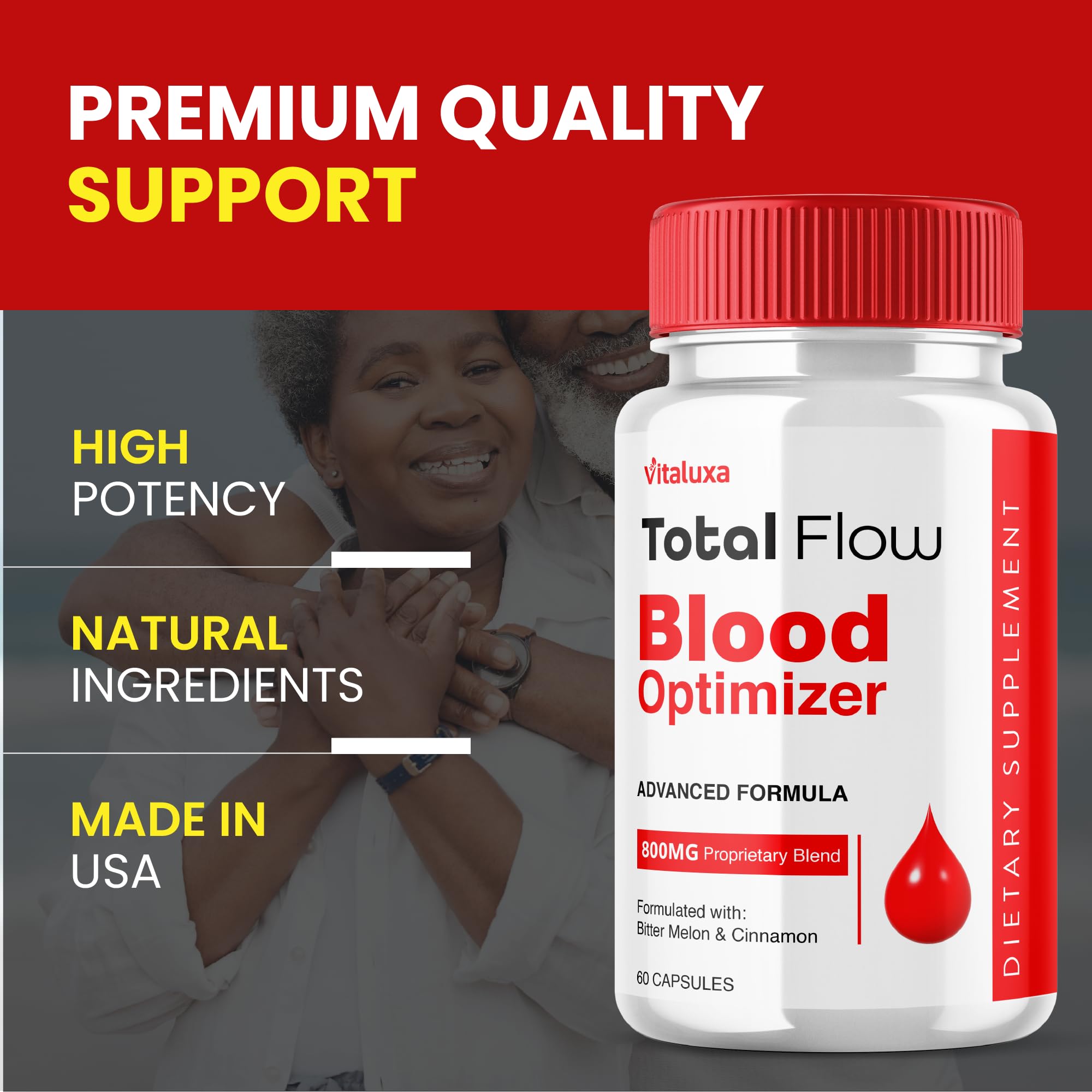 Total Flow Blood Balance, TotalFlow Blood Support Capsules Supplement Advanced Formula All Natural Optimizer Maximum Strength Daily Health Wellness, TotalFlo Premium Blend Pills (60 Capsules) VitaluxaAu supplements