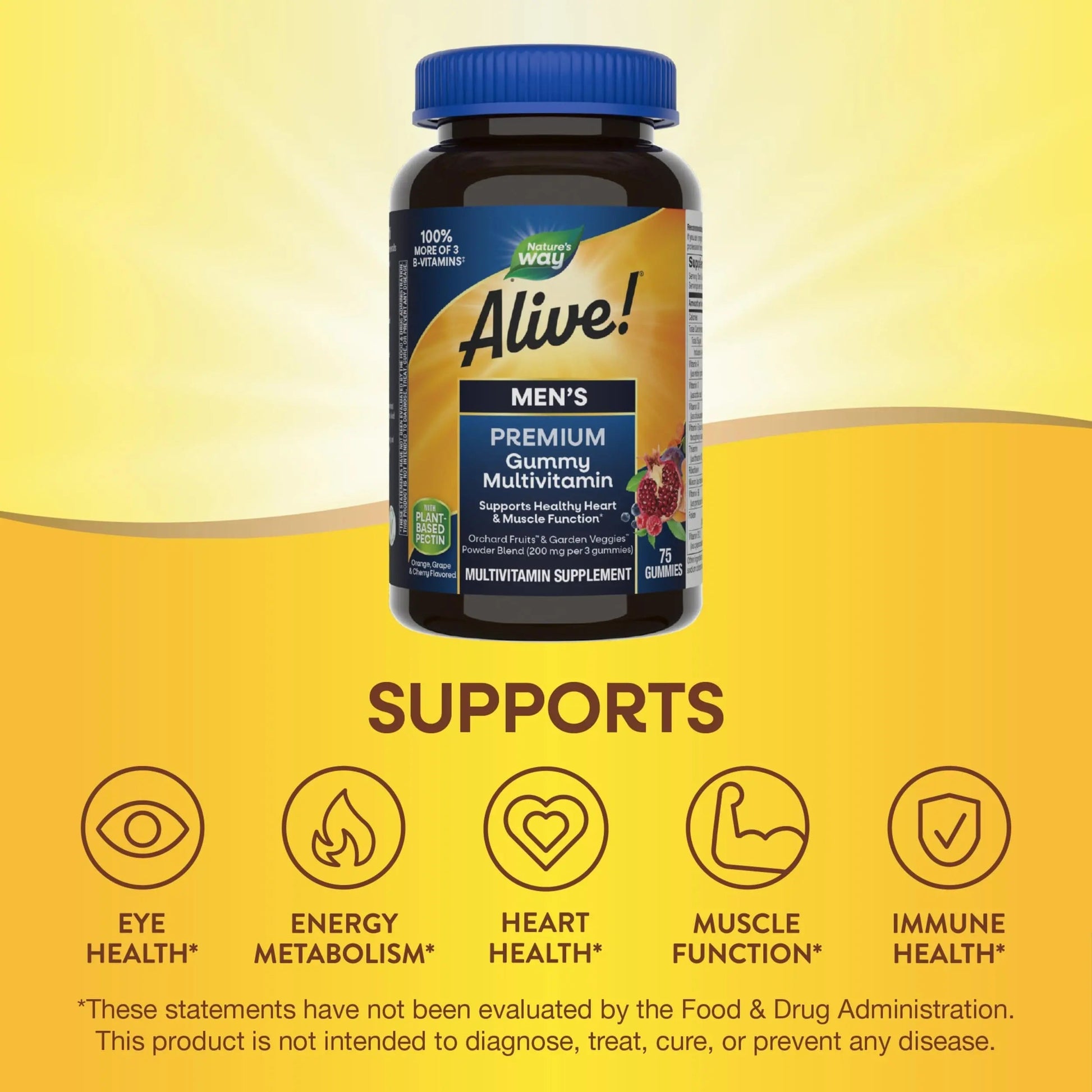 Nature's Way Alive! Men's Premium Gummy Multivitamin, Supports Healthy Heart, Muscle Function*, Full B-Vitamin Complex, Orange, Grape Nature's WayAu supplements