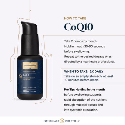 Quicksilver Scientific CoQ10 Nanoemulsion - Liposomal Coenzyme Q10 Cardiovascular Support & Cellular Energy Supplement - Fast Absorbing Liquid (1.7oz / 50ml) Quicksilver ScientificUS supplements