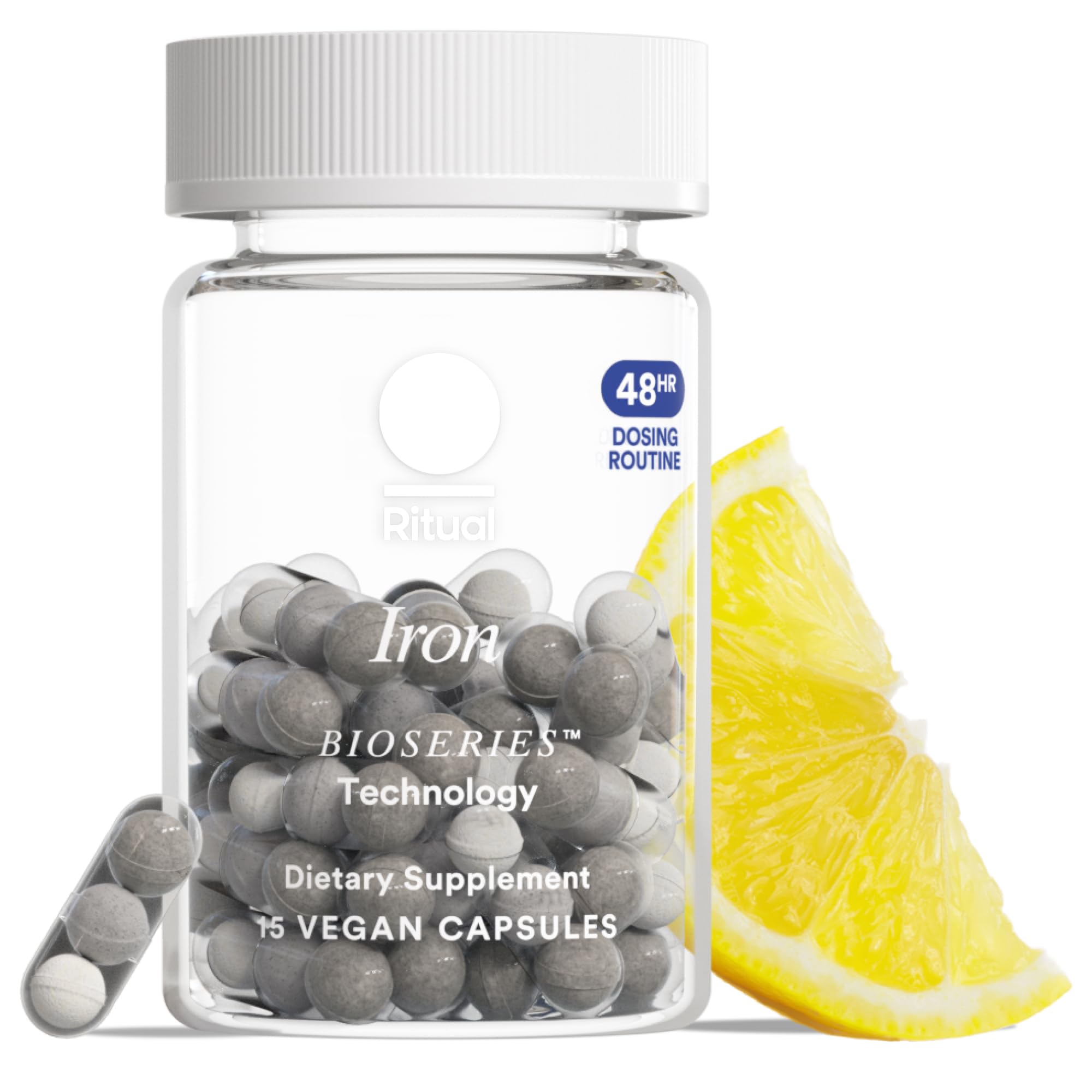 Ritual Iron Supplement to Support Low Iron Levels 60 mg | 48-hour Dosing Routine with BioSeries™ Technology plus Vitamin A and C. Designed for Optimal Absorption and Minimal GI Discomfort* 15 Servings RitualUS supplements