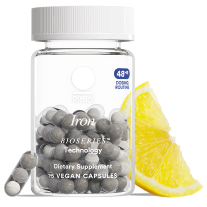 Ritual Iron Supplement to Support Low Iron Levels 60 mg | 48-hour Dosing Routine with BioSeries™ Technology plus Vitamin A and C. Designed for Optimal Absorption and Minimal GI Discomfort* 15 Servings RitualUS supplements
