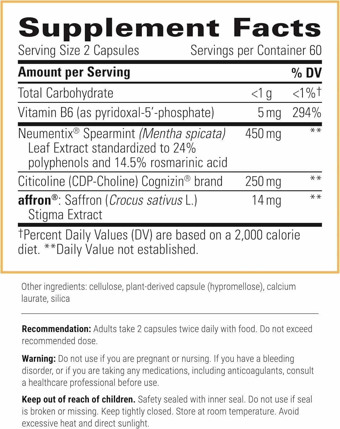 Integrative Therapeutics Neurologix - Brain Health Supplement* - Non-Stimulant Nootropic Supplement for Focus* - Memory Support* - Vegan, Gluten-Free & Dairy-Free - 120 Capsules (60 Servings) Integrative TherapeuticsAu supplements