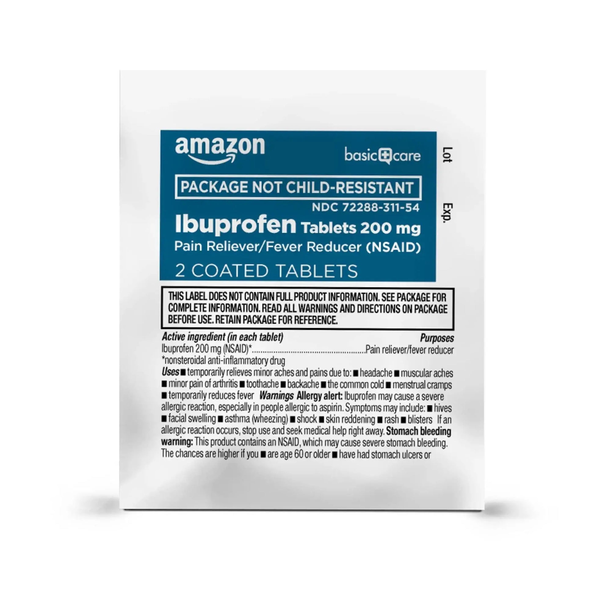 Amazon Basic Care Ibuprofen Tablets, 200 mg, Pain Reliever and Fever Reducer, For Headache, Muscular Aches, Arthritis, Backache, Menstrual Pain, 100 Count (Pack of 1) Amazon Basic CareAu supplements