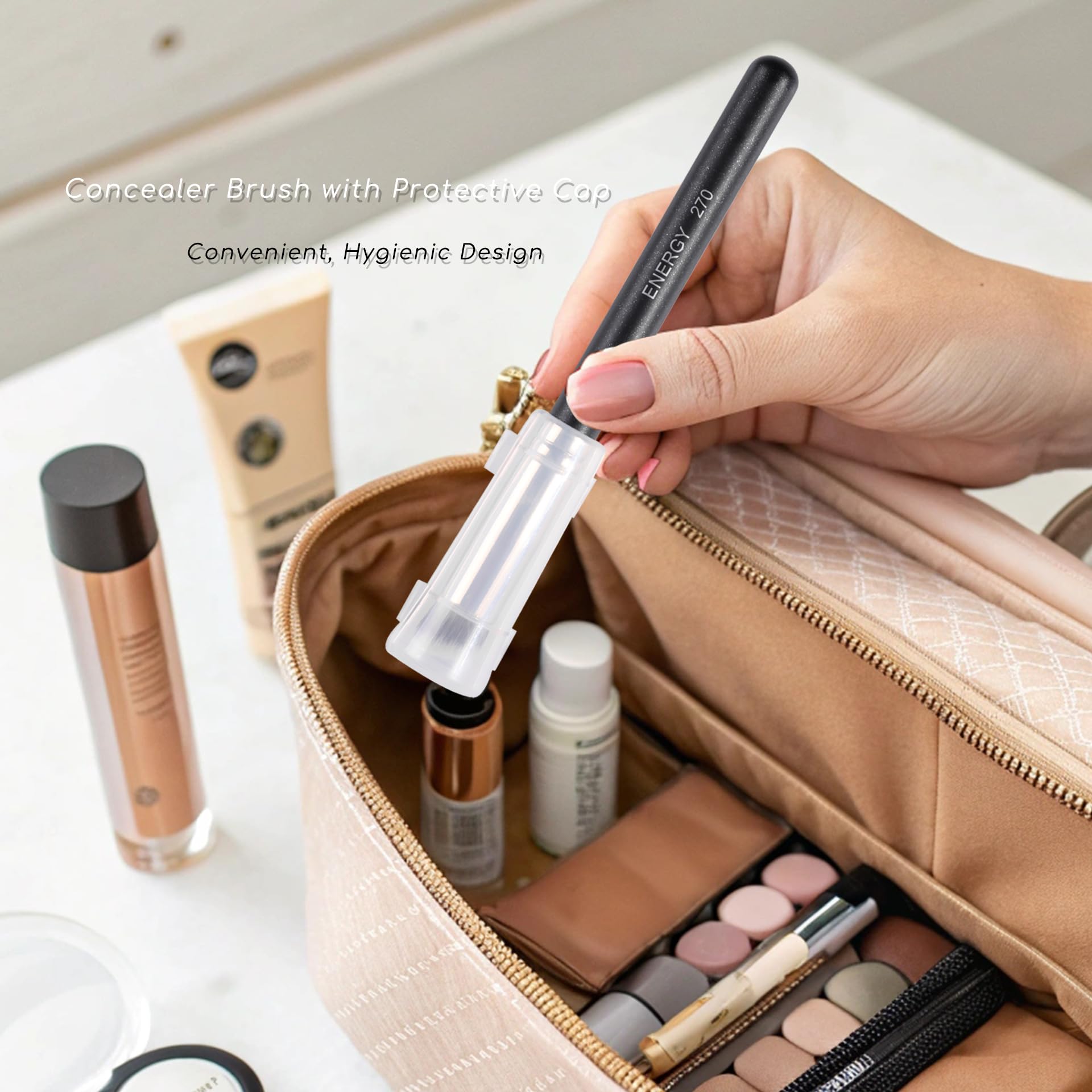 ENERGY Concealer Brush Under Eye Mini Angled Flat Top Kabuki Nose Contour Brush for Concealing Blending Setting Buffing with Powder Liquid Cream Cosmetic Pro Small Makeup Foundation brushes 270 ENERGYAu supplements