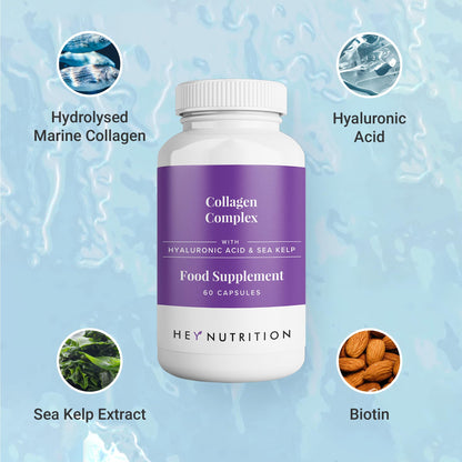 Hey Nutrition Collagen Complex Hyaluronic Acid & Sea Kelp Vitamin E, C, Biotin - Healthy Nails, Skin, Hair Joints Metabolism Hey NutritionUS supplements