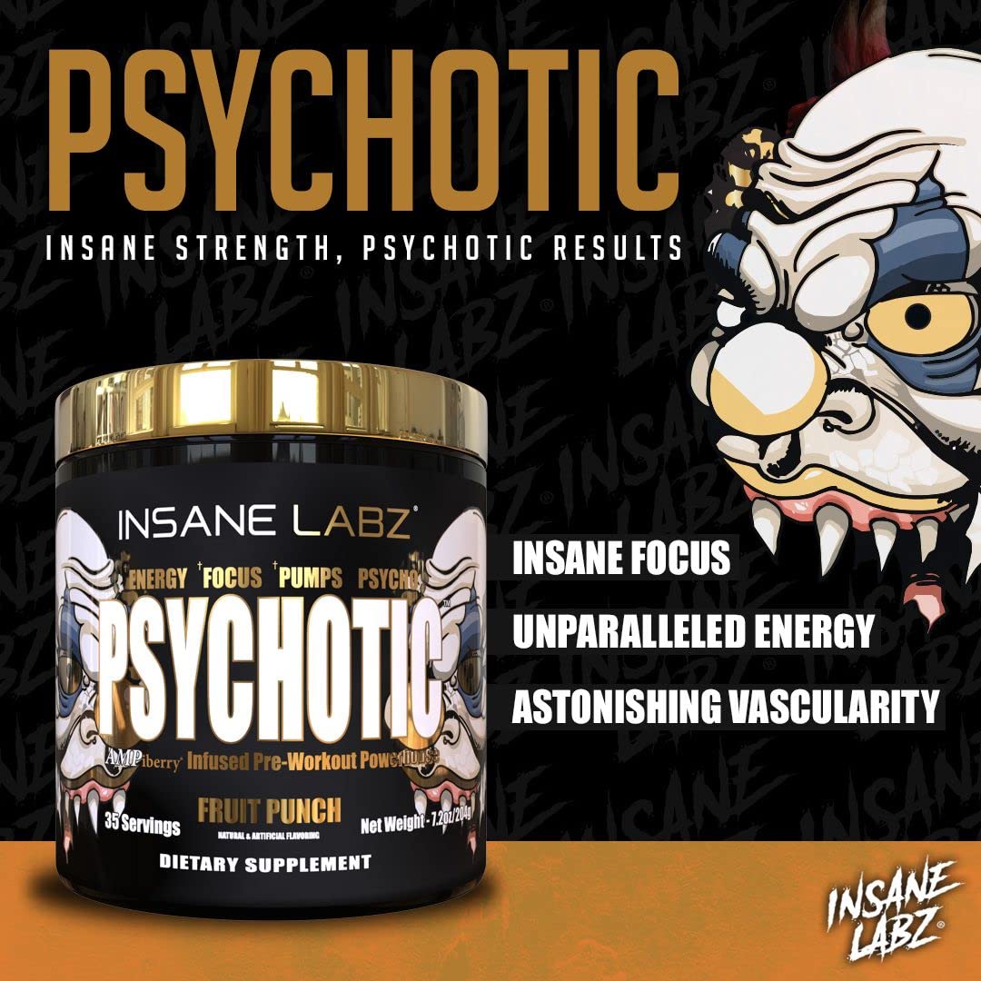 Insane Labz Psychotic Gold, High Stim Pre Workout Powder, Extreme Lasting Energy Insane LabzUS supplements