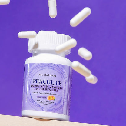 Peachlife Boric Acid Suppositories in Vegetable Capsules - USA Made - Vaginal pH PeachlifeUS supplements