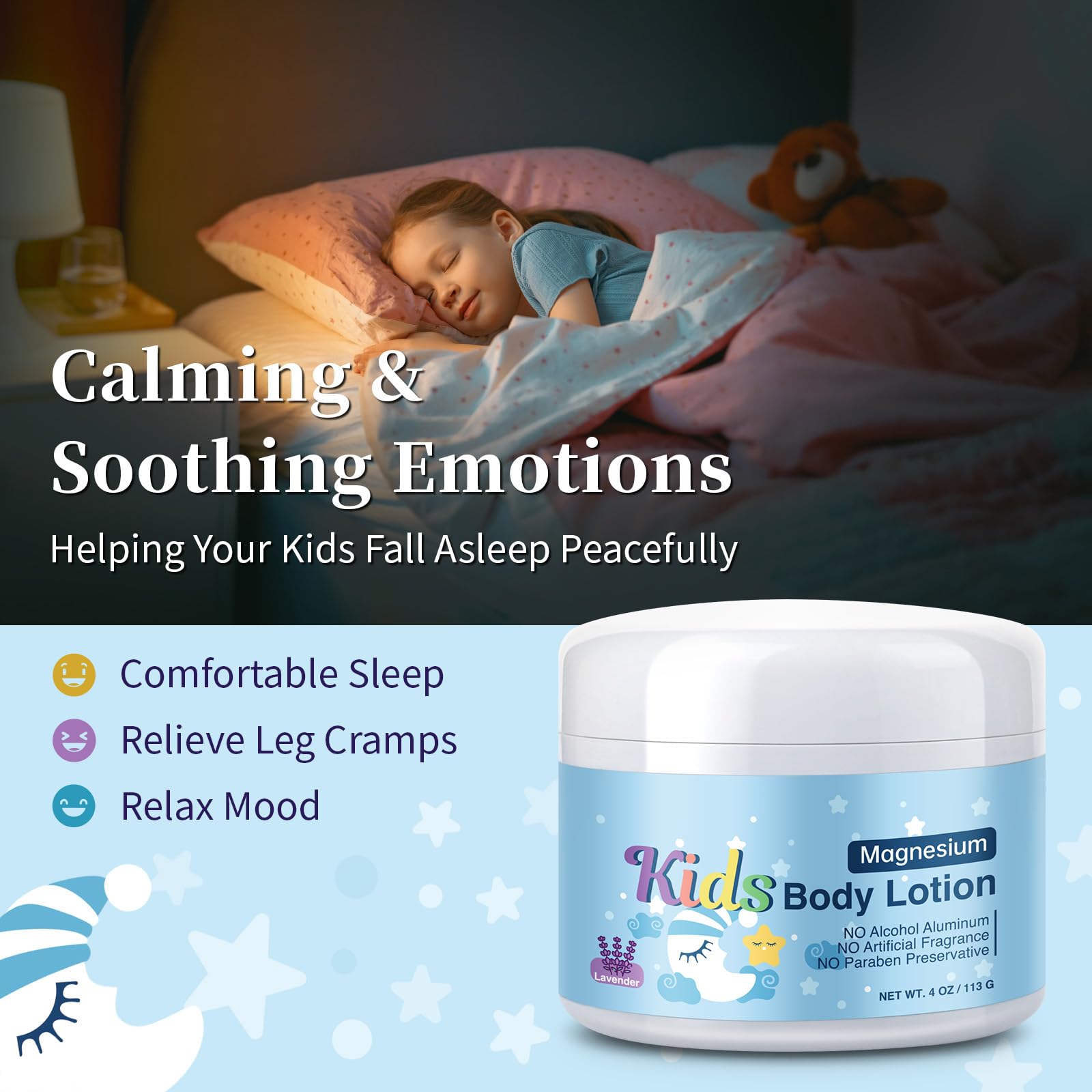 RodPere Magnesium Lotion for Kids & Babies, Bedtime Magnesium Cream for Sleep, Leg Cramps, Lavender Calming Magnesium Oil Lotion for Bone & Muscle Relaxation, Apply to Feet, Legs, Body, 4 OZ. RodPereAu supplements