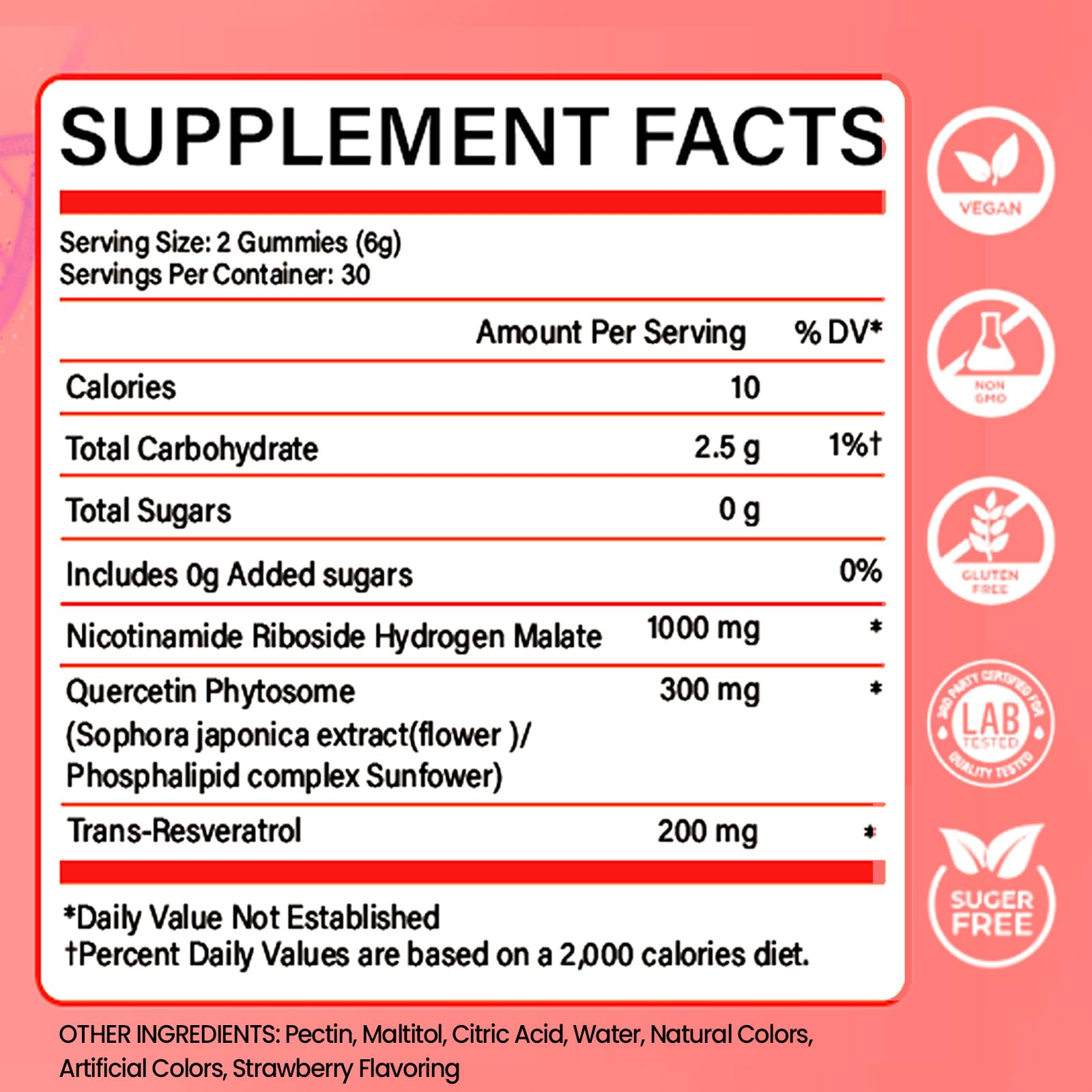 NUTRATASTE HEALTHIER CHOICE RICHER TASTE NAD⁺ Gummies Supplement for Anti-Aging, Energy & Focus Boost | Resveratrol, Nicotinamide Riboside | Strawberry Flavor, Vegan, Sugar-Free,60 Count (Pack of 1) NUTRATASTE HEALTHIER CHOICE RICHER TASTEAu supplements