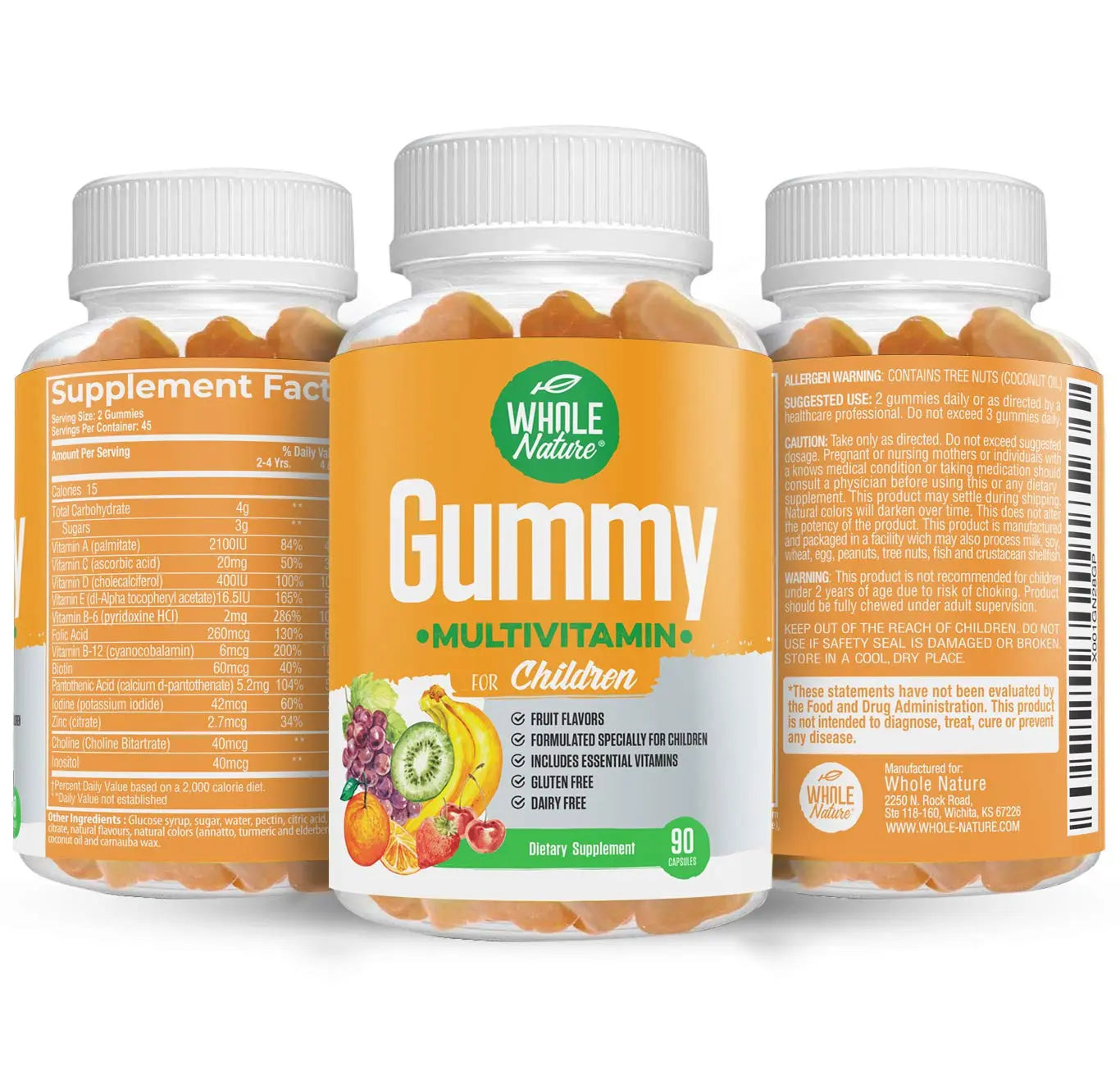 Whole Nature Kids Gummy Multivitamin - Complete Daily Essentials Childrens Vitamins and Minerals for Overall Wellness, 90 Gummies Whole NatureAu supplements